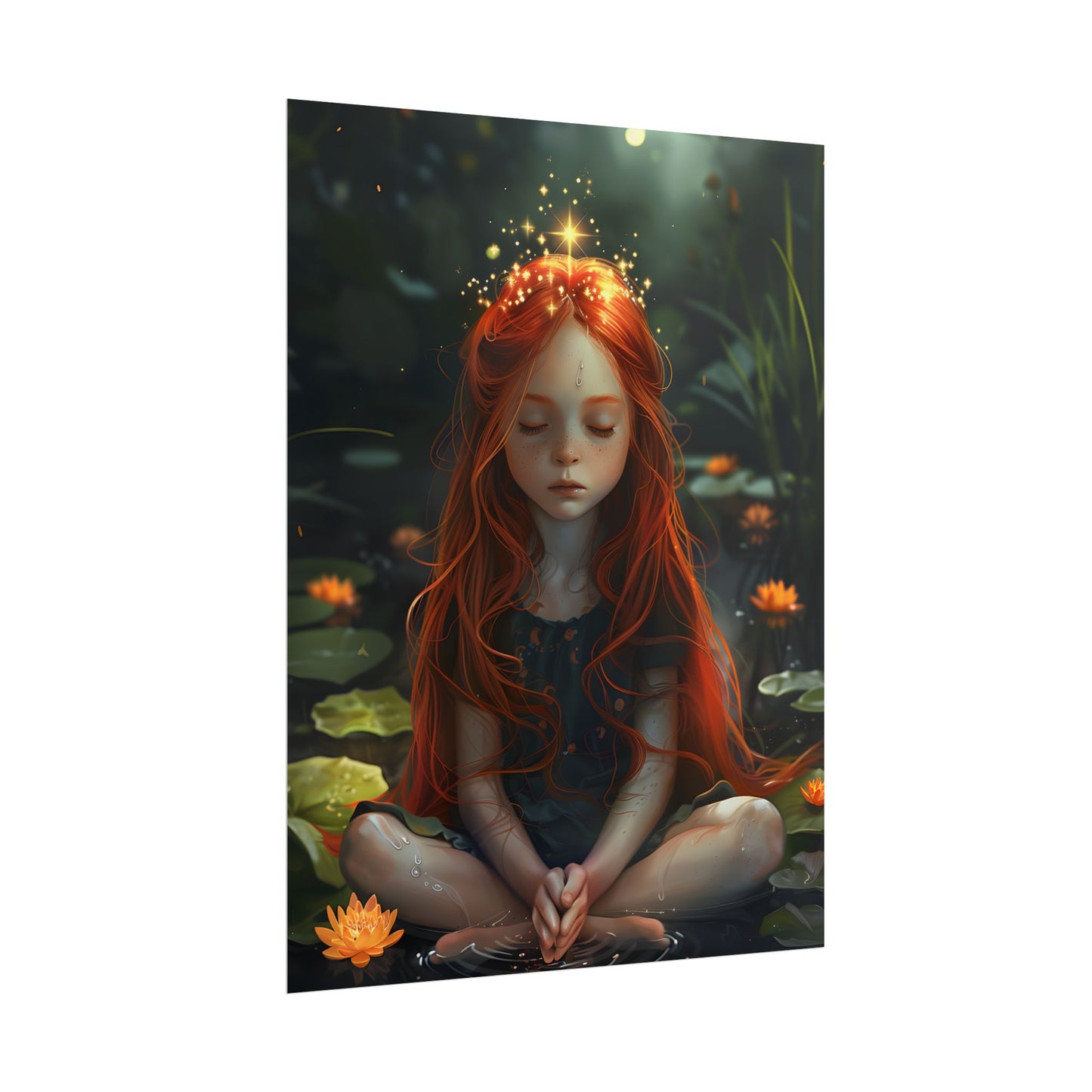 Vibrant Young Girl: Sparkling Red Hair Artwork - Poster
