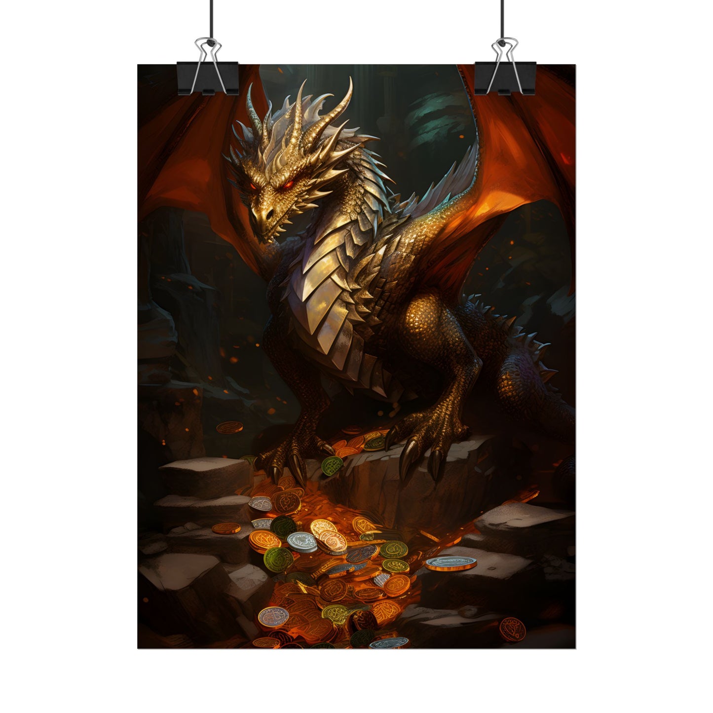 Ancient Fantasy Dragon Guard: Majestic Creature Art - Poster
