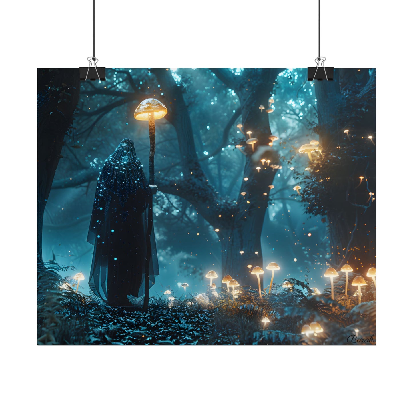 Whispers of Ancient Magic in a Moonlit Mystical Forest - Poster