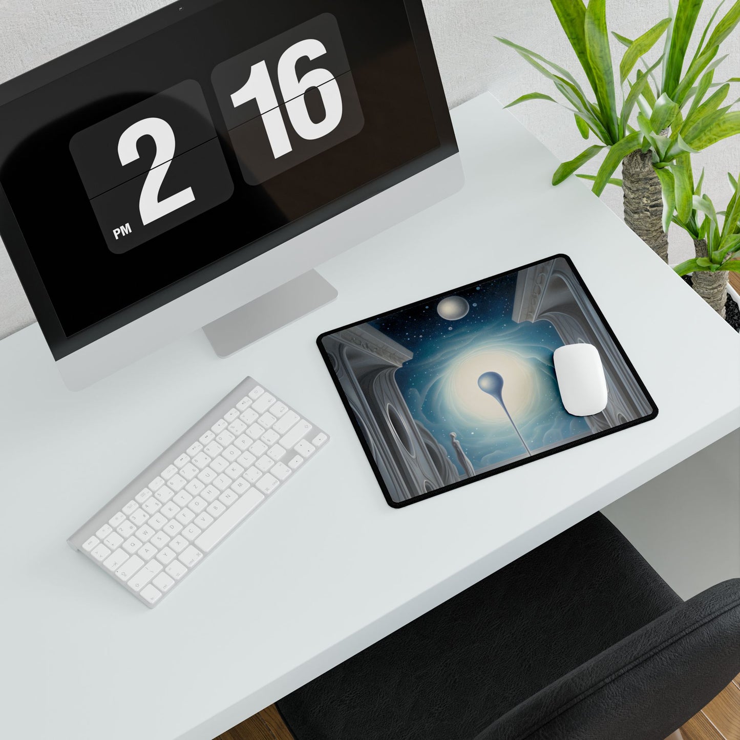 Celestial Wonders: A Cosmic Art Gallery Scene - Desk Mat