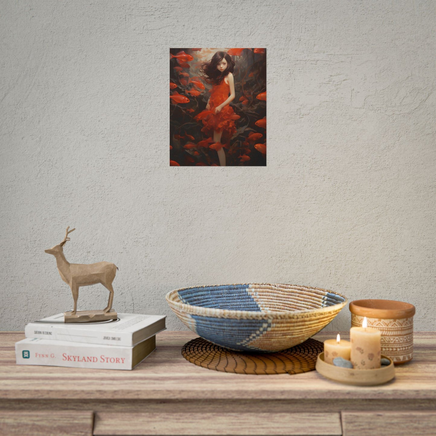 Simple Orange Still Life: Casual Wooden Table Art - Poster