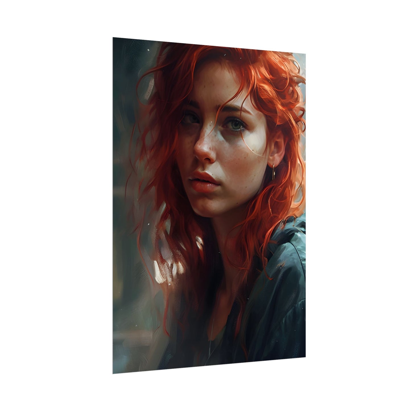 Astonishing Redhead Portrait: Realistic Artwork - Poster