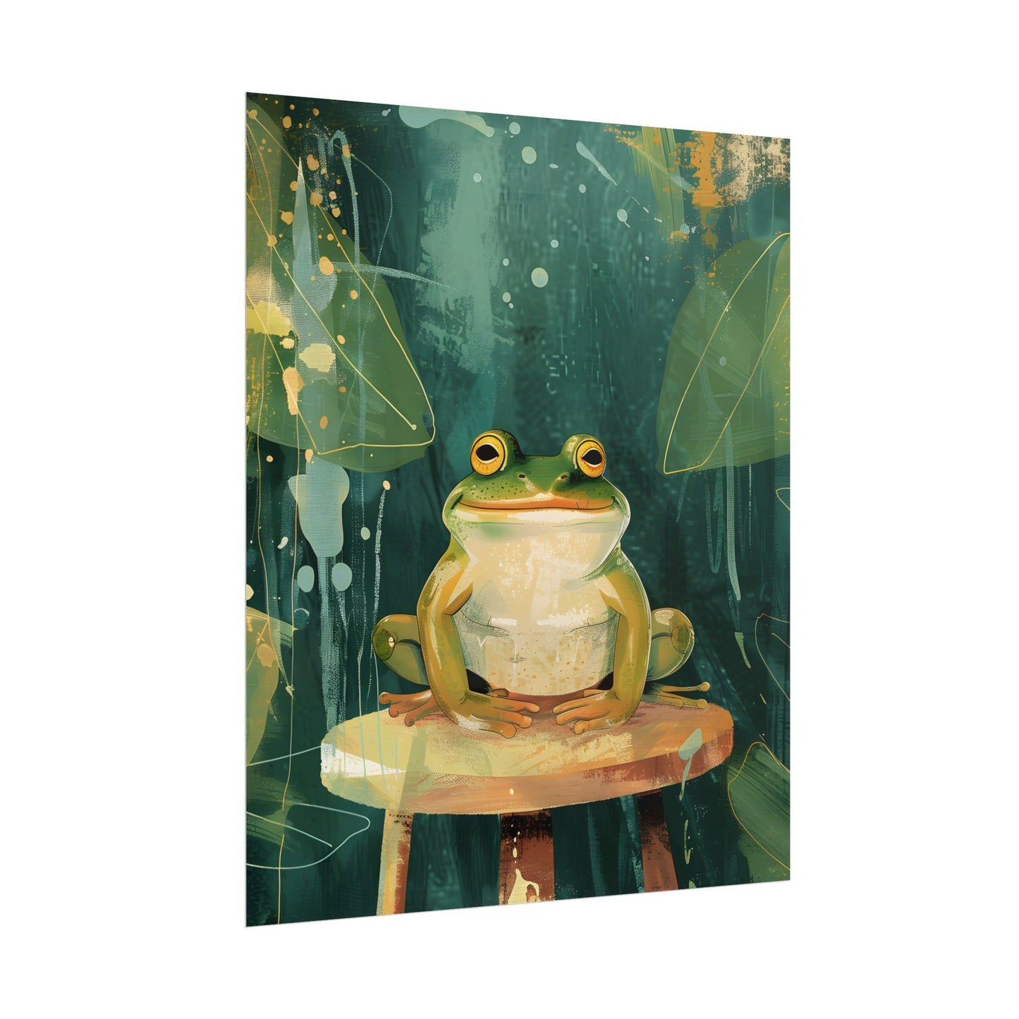 Whimsical Frog Cartoon: Colorful Ta Illustration - Poster