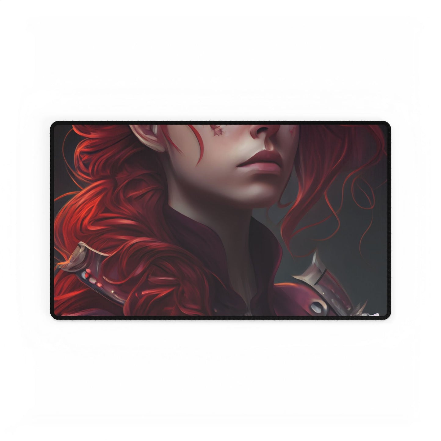 Realistic Red Hair Portrait: Soft Light Artwork - Desk Mat
