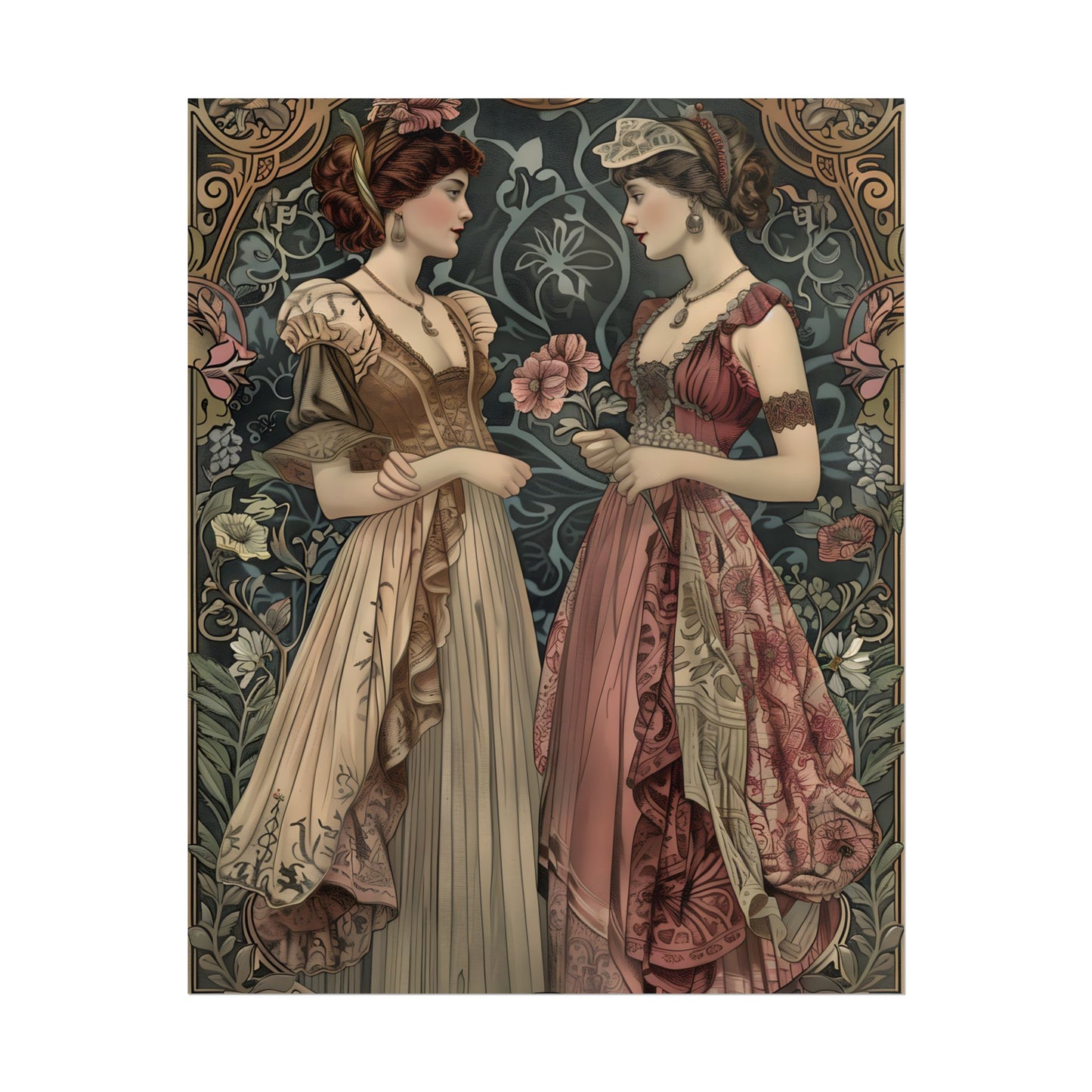 Women in Ornate Attire: Formal Primrose Ceremony - Poster