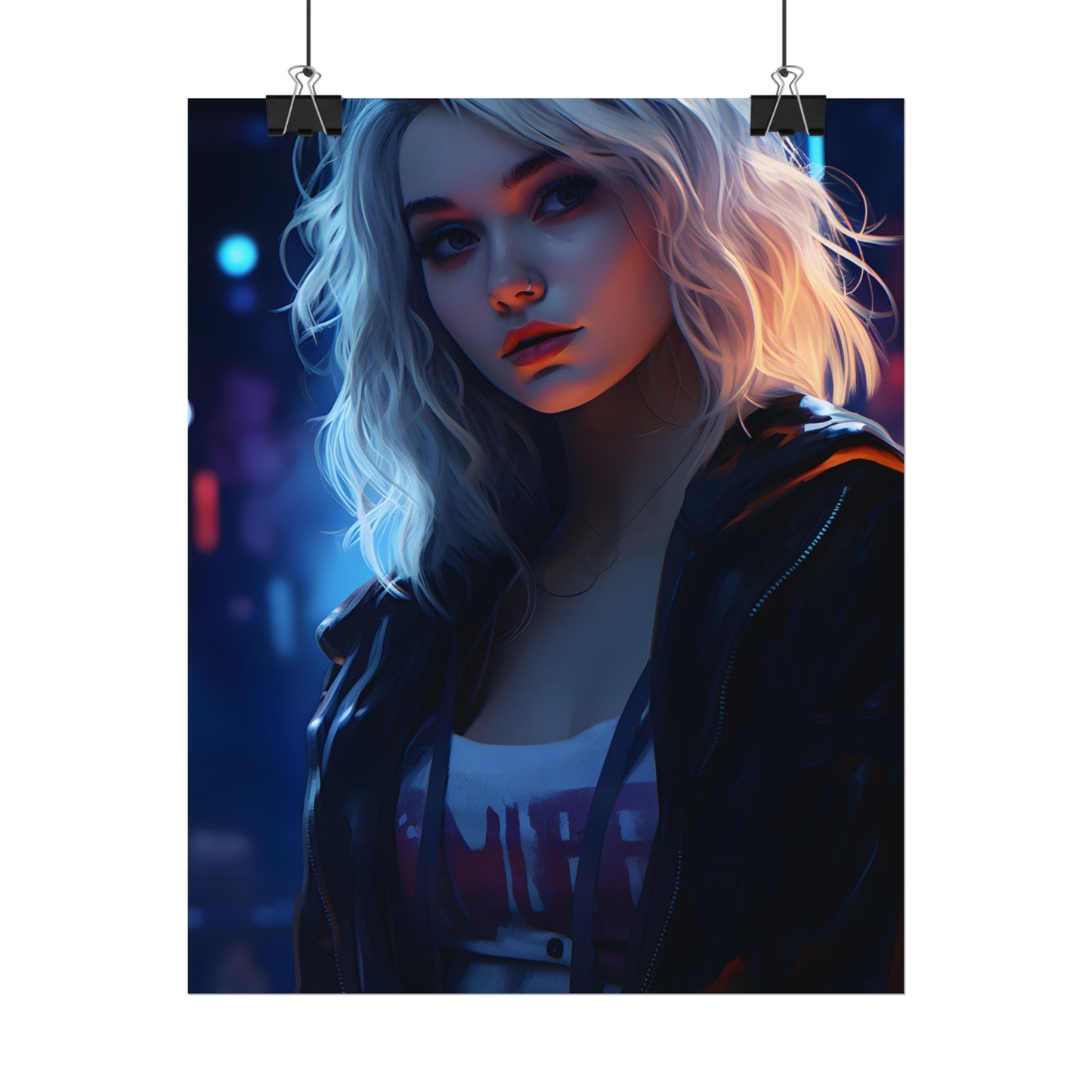 Blonde Portrait: A Teen's Cyberpunk Moment - Poster