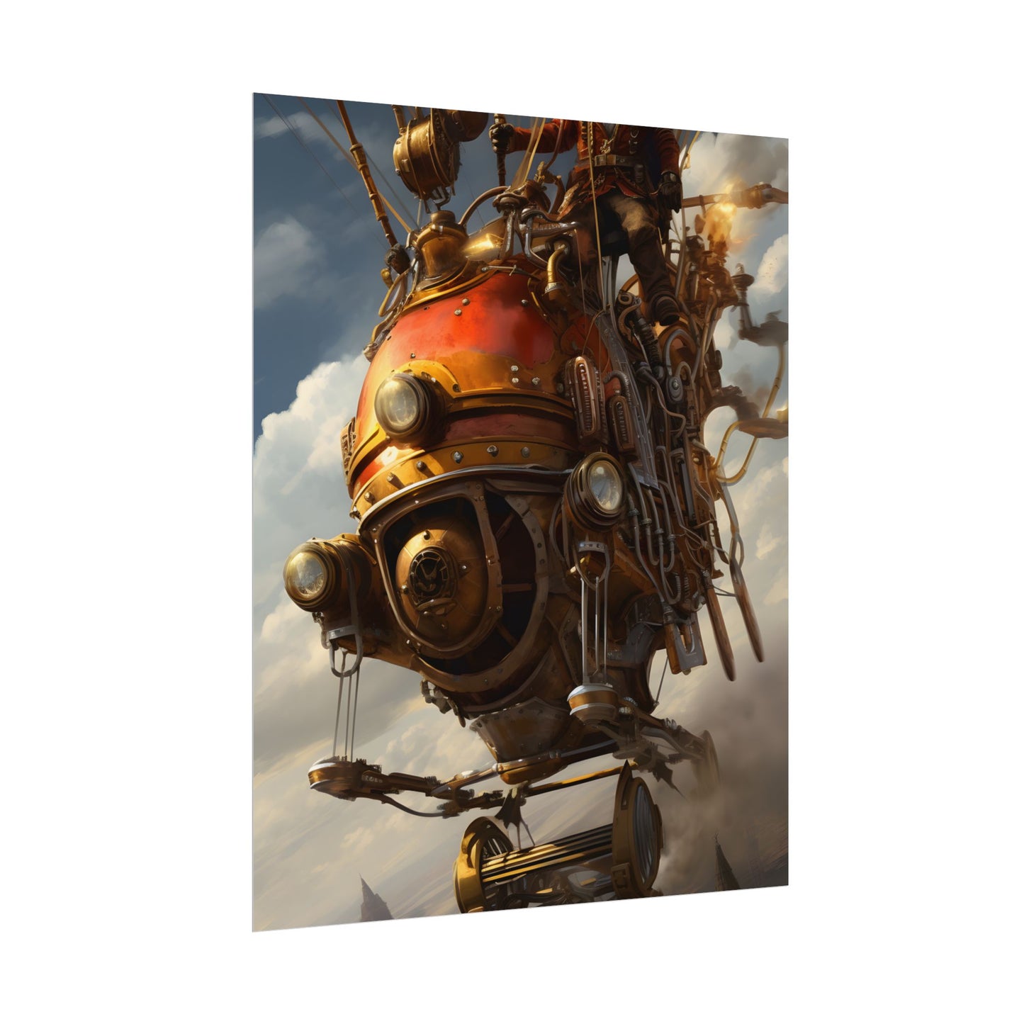 Steampunk Sky-Liner Race: Vintage Airships in Thrilling Mid-Air Pursuit - Poster