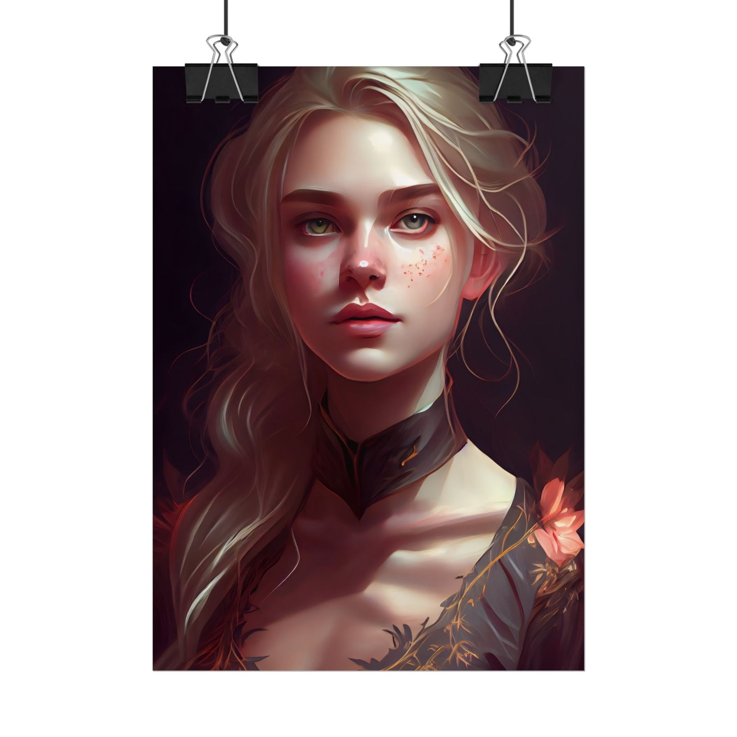Astonishing Blonde Portrait: Artistic Beauty in Darkness - Poster