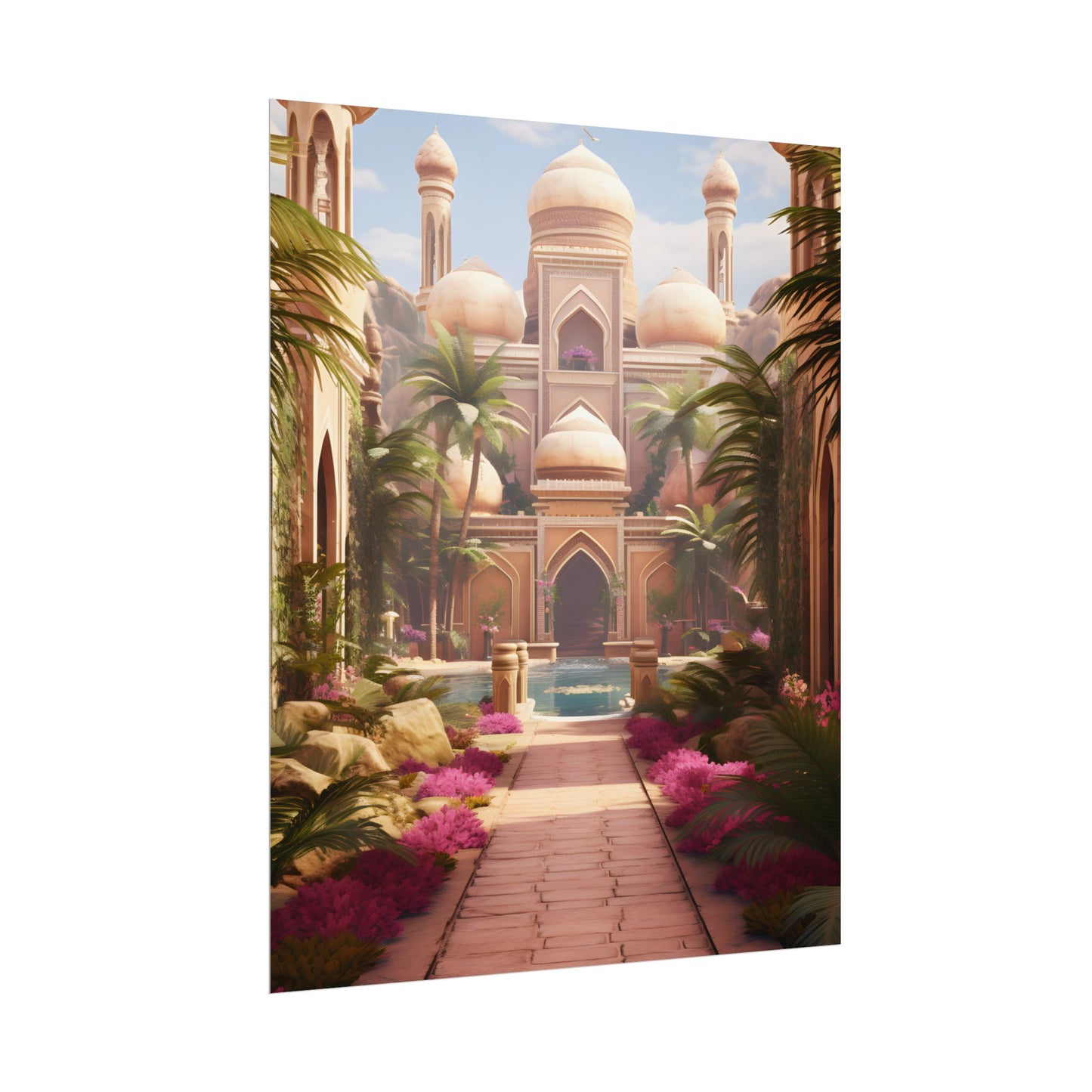 Hidden Arabian Desert Paradise: Serene Oasis Art - Poster