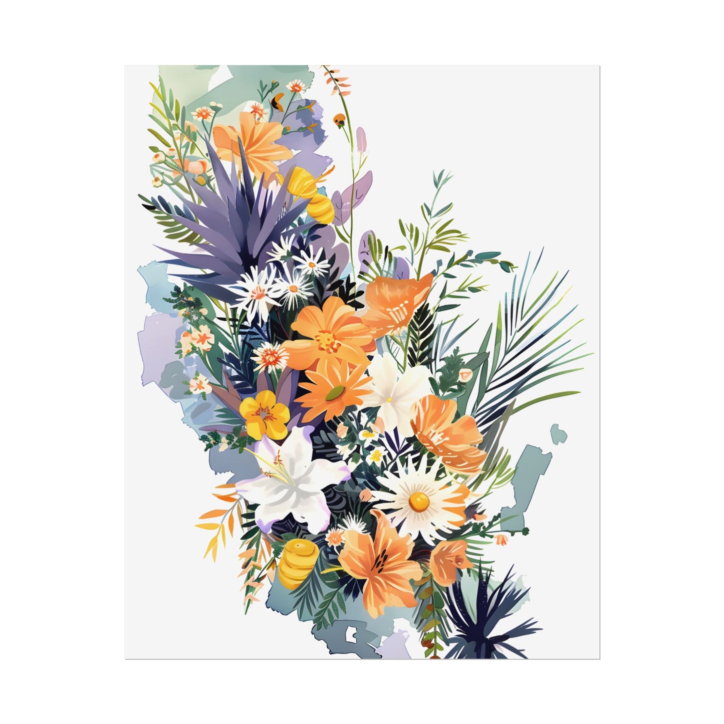 Whimsical Florida Map: Playful Art Illustration - Poster