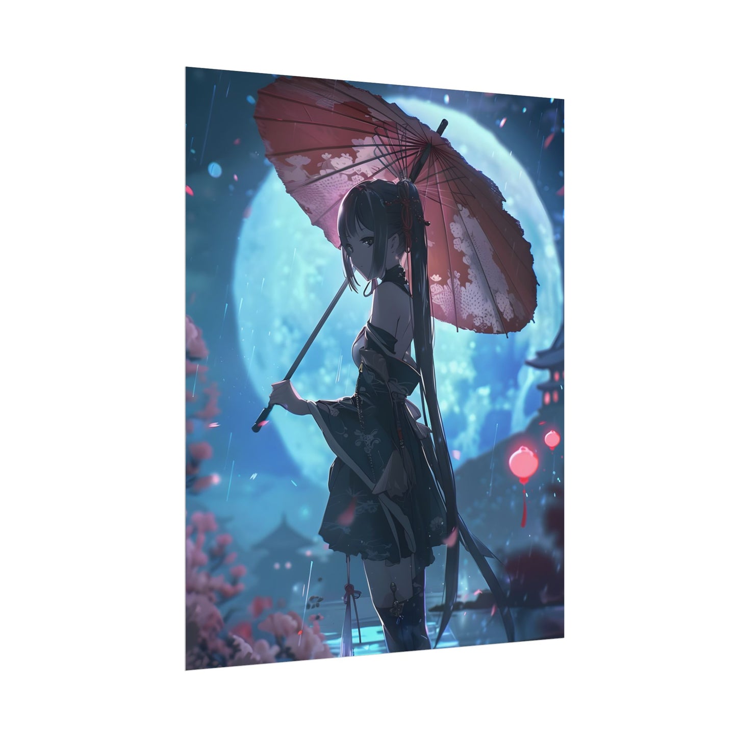Anime Winter Girl: Gentle Snow Scene Art - Poster