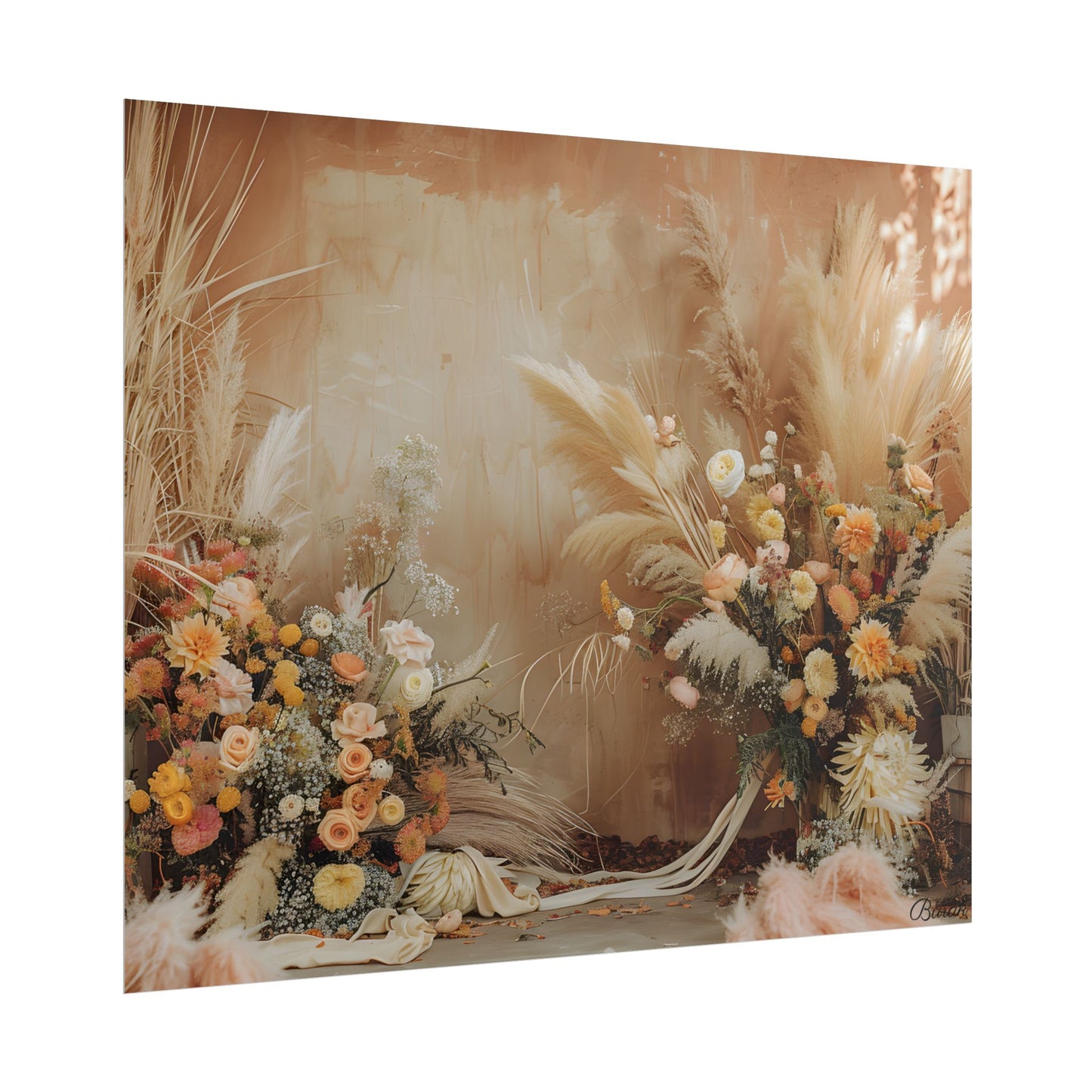 Whimsical Floral Pampas Find: Explore Calming Artwork - Poster