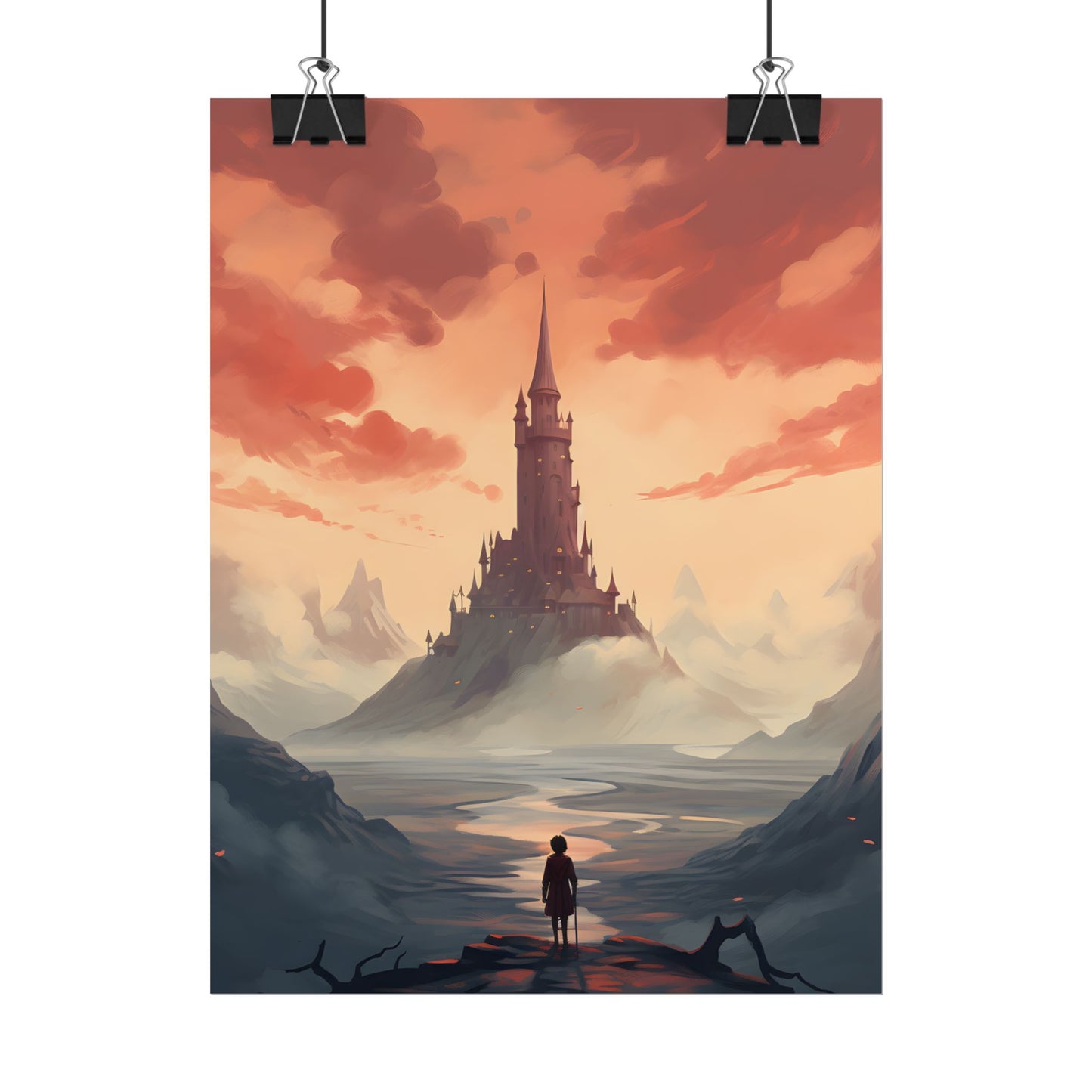 Winter Wonderland: Vibrant Snow-covered Scene with Cozy Red House - Poster
