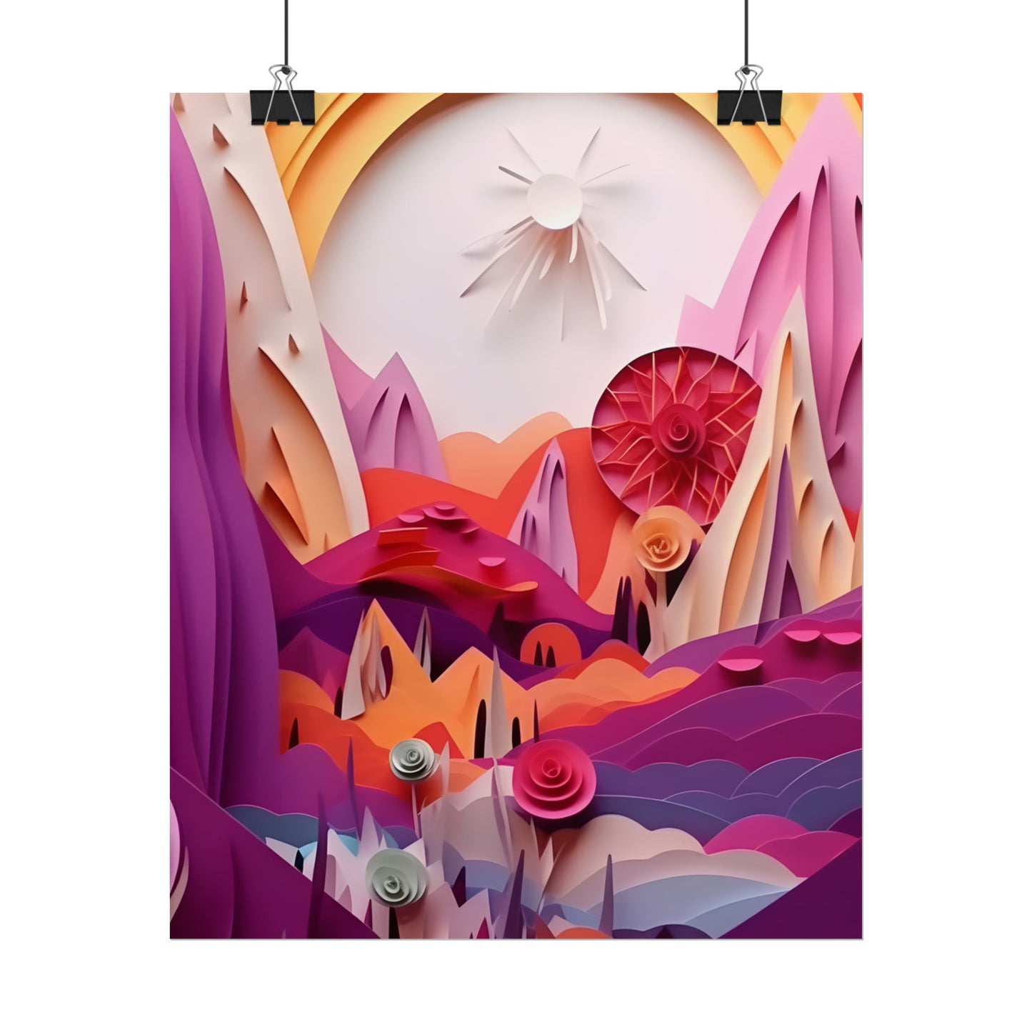 Vibrant Desert Oasis: Portrait Landscape Art Print - Poster