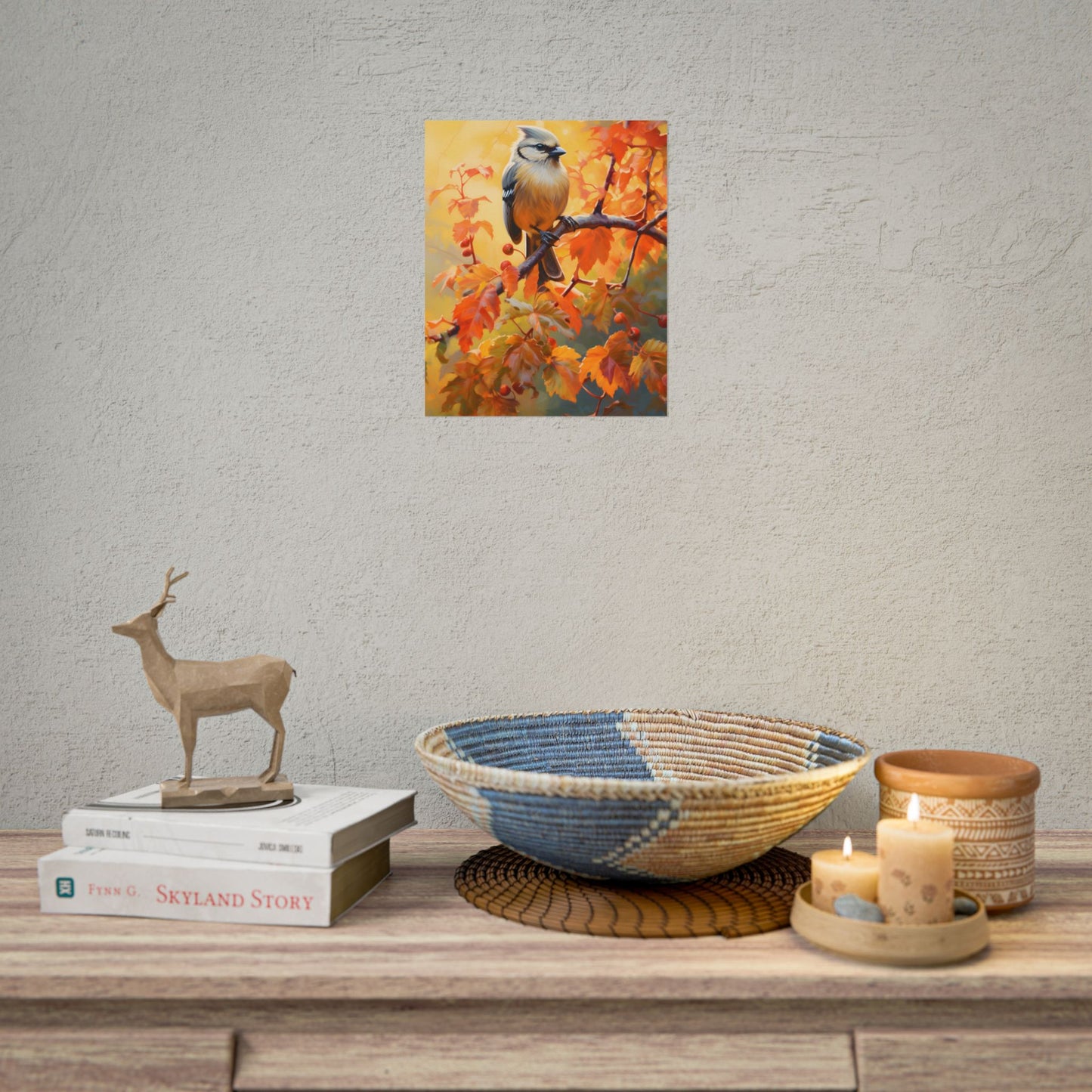 Vibrant Oak Branch: Oil Painting of Nature's Serenity - Poster