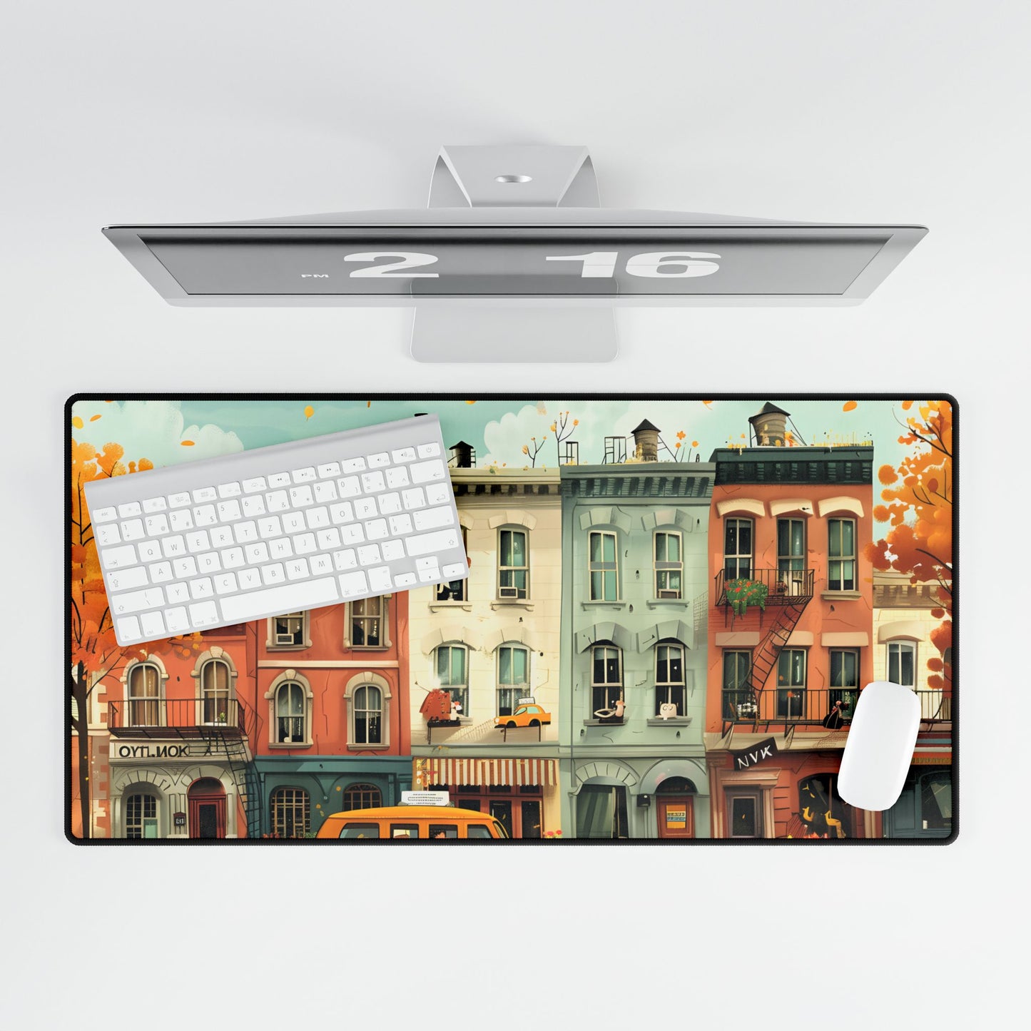 Whimsical Yellow Dream: A Captivating Illustration - Desk Mat
