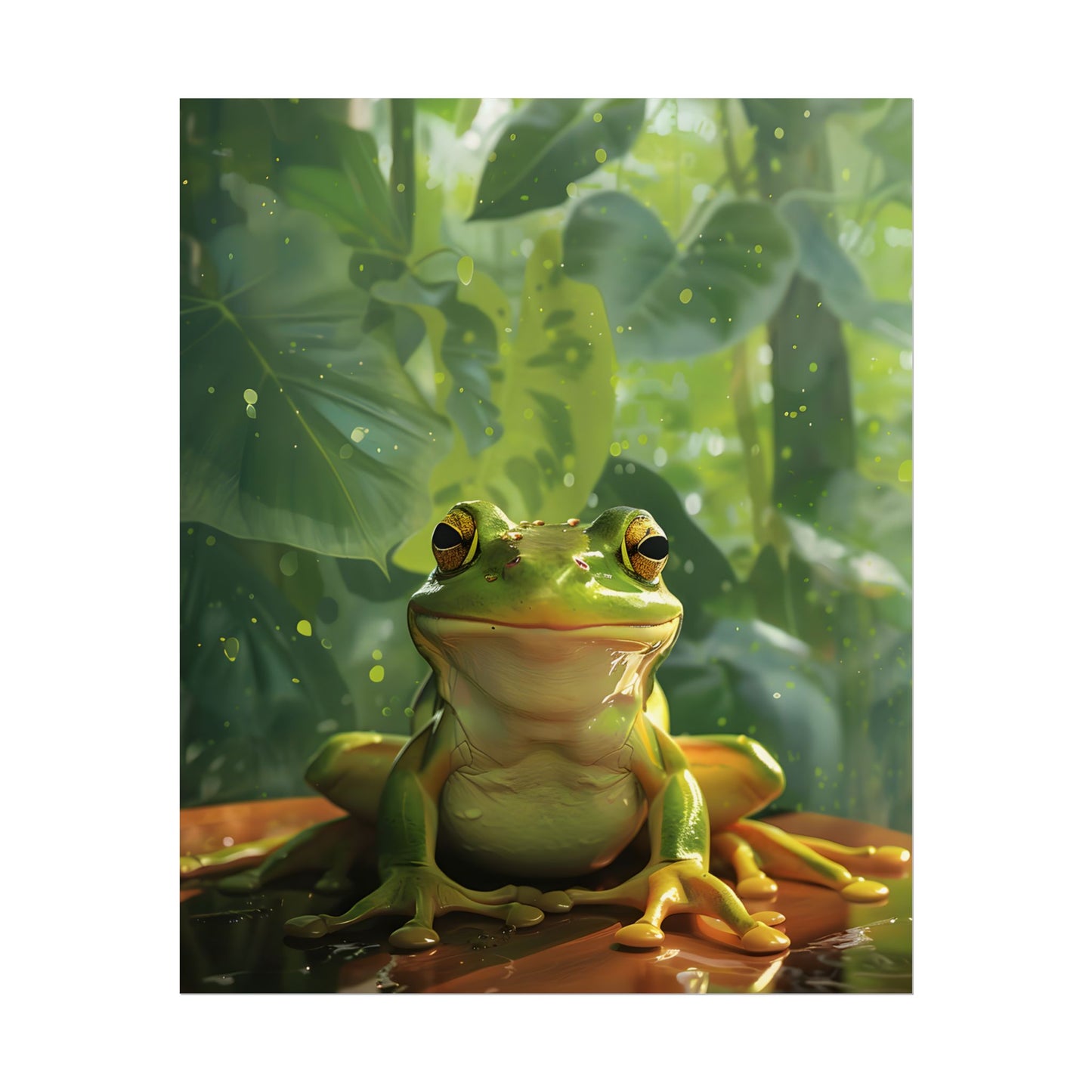 Whimsical Frog Oasis: A Peaceful Lily Pad Scene - Poster