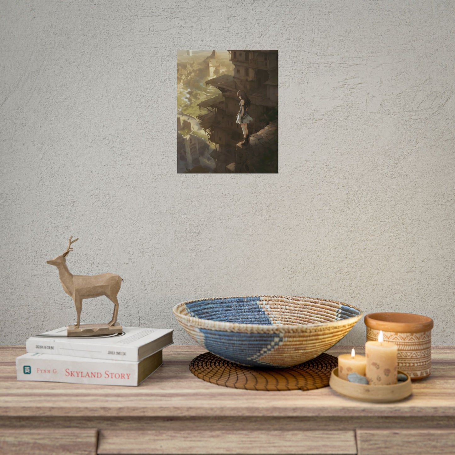 Anime Bird in Flight: Feathered Friend Soaring Through Air - Poster