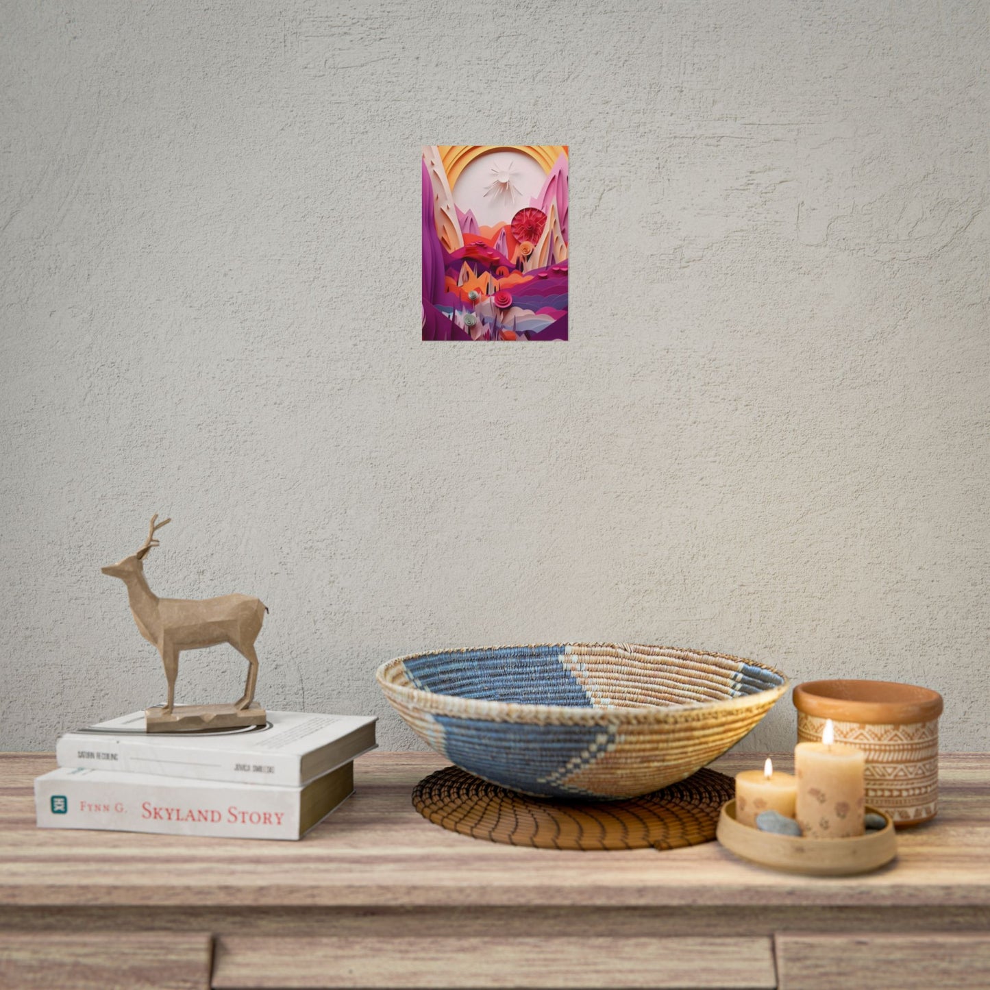 Vibrant Desert Oasis: Portrait Landscape Art Print - Poster