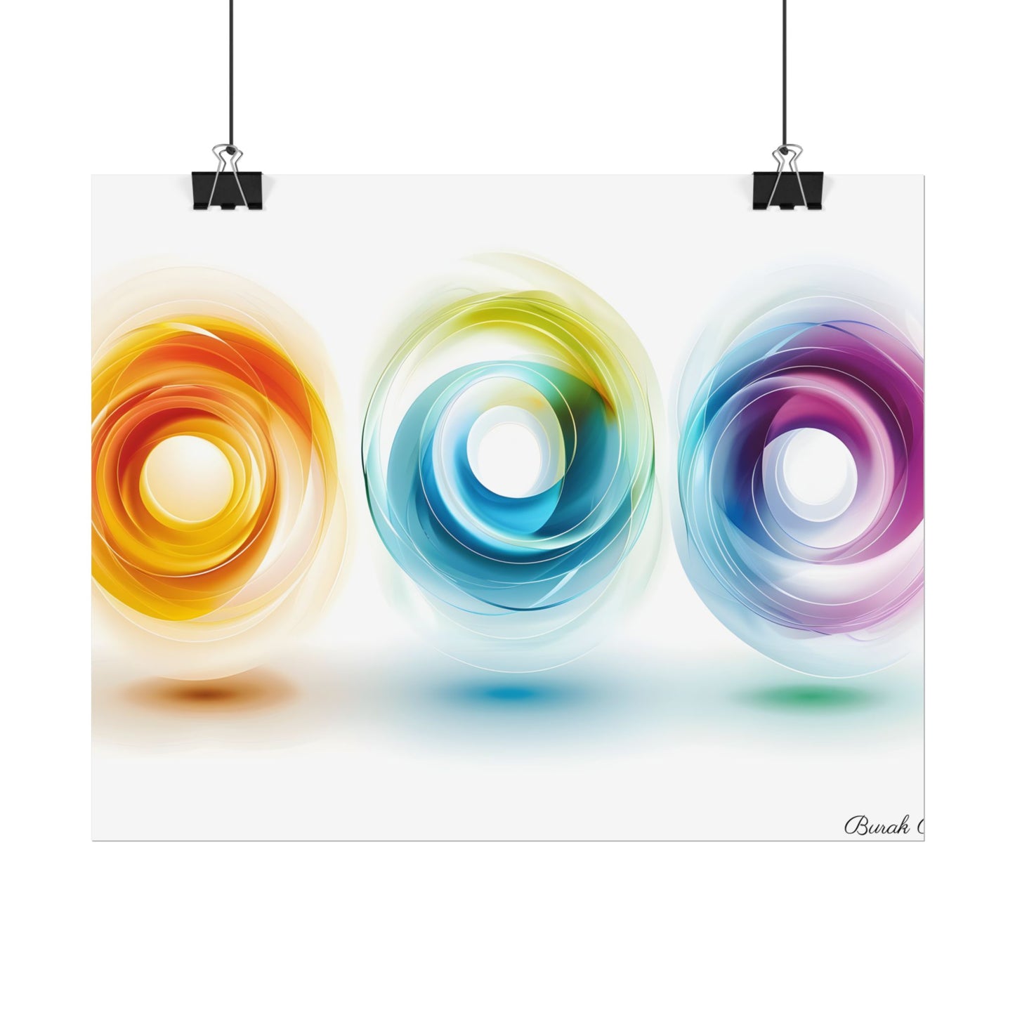 Vibrant Circles: A Dynamic Artwork of Swirling Colors - Poster