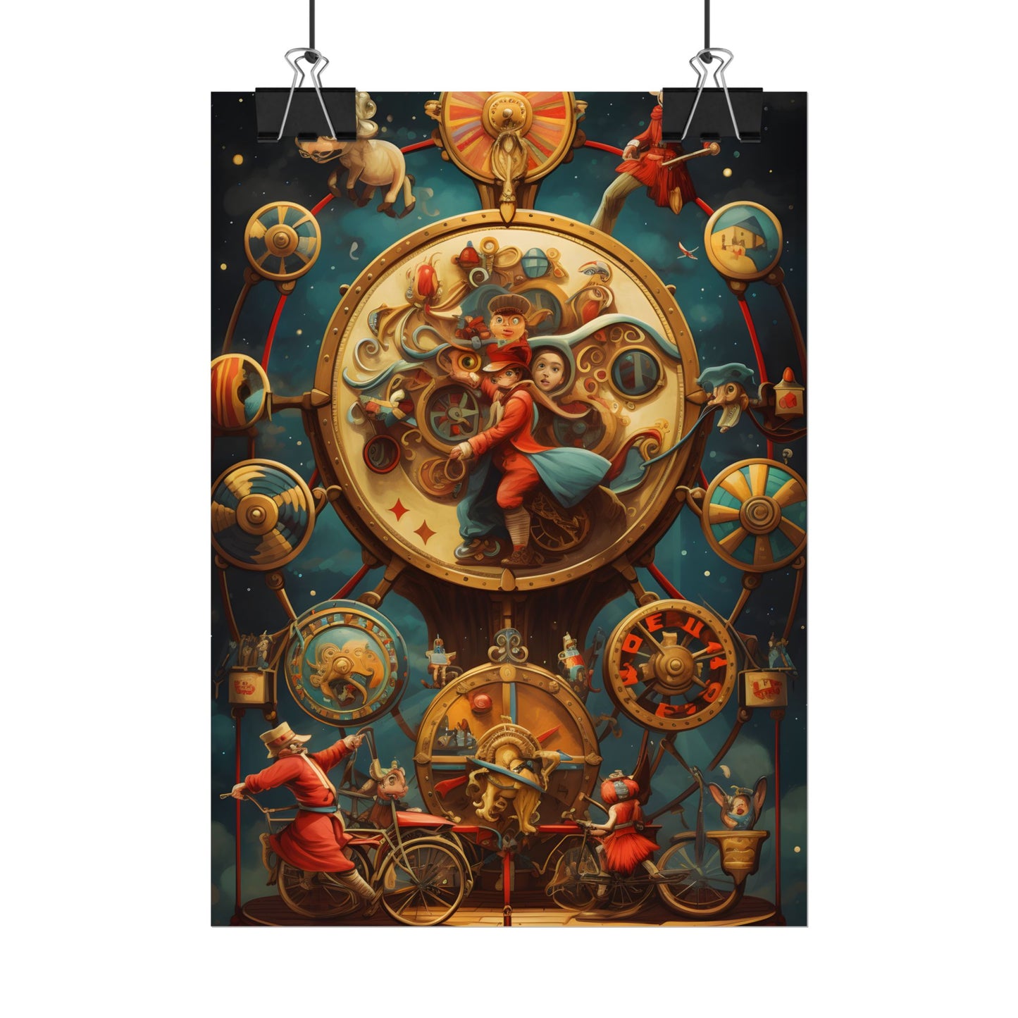 Whimsical Clockwork Circus: Fantastical Mechanical Art - Poster