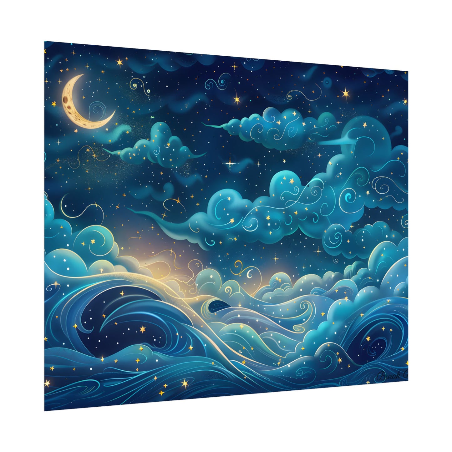 Twinkling Stellar Night Sky: Whimsical Dreamy Artwork - Poster