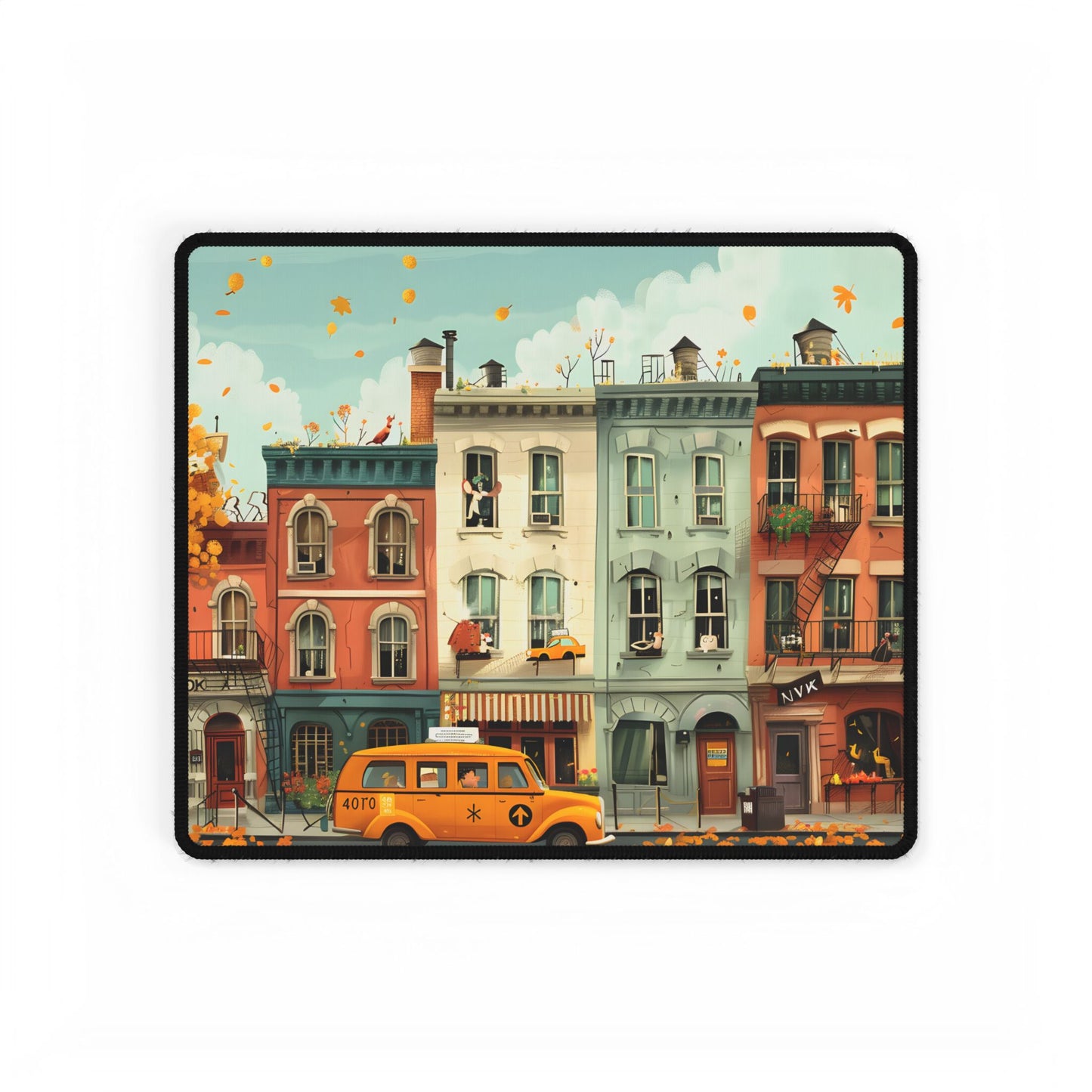 Whimsical Yellow Dream: A Captivating Illustration - Desk Mat