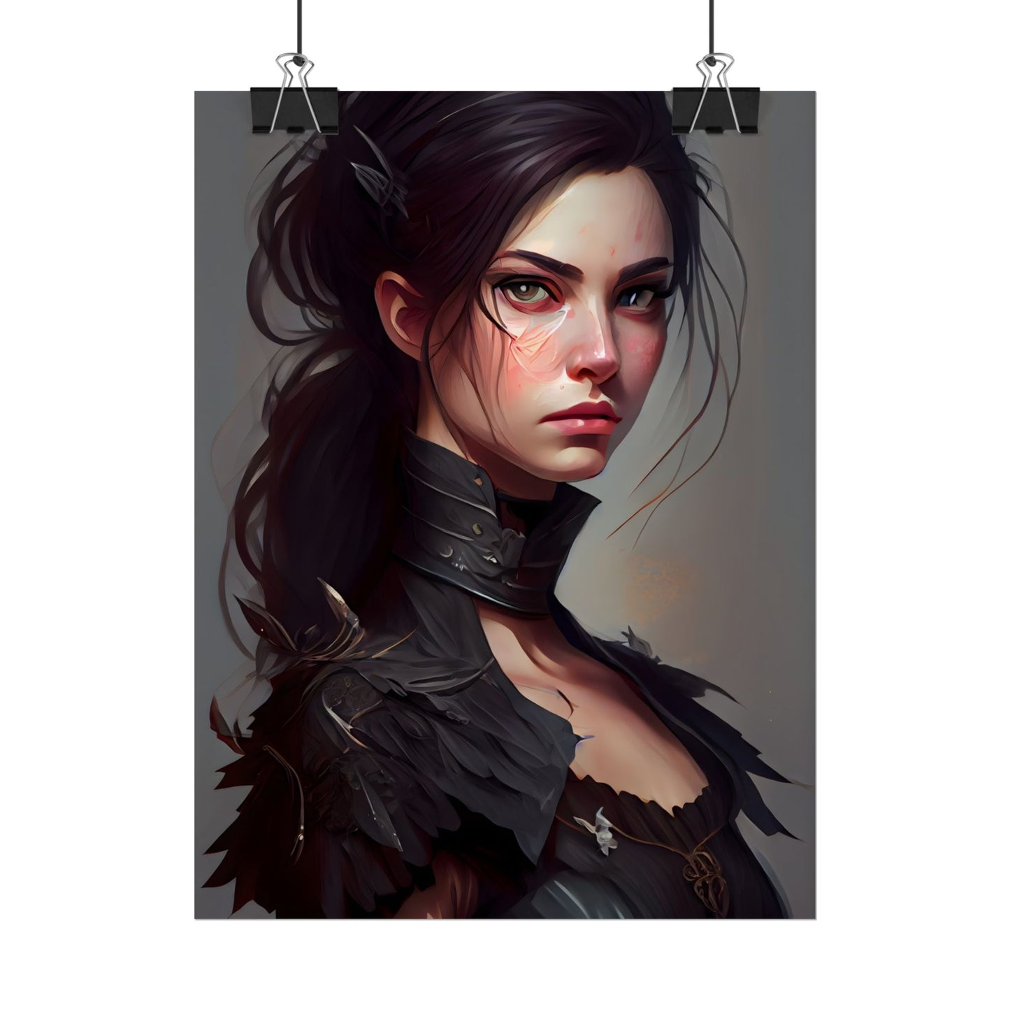 Artistic Female Portrait: Elegant Dress Digital Artwork - Poster