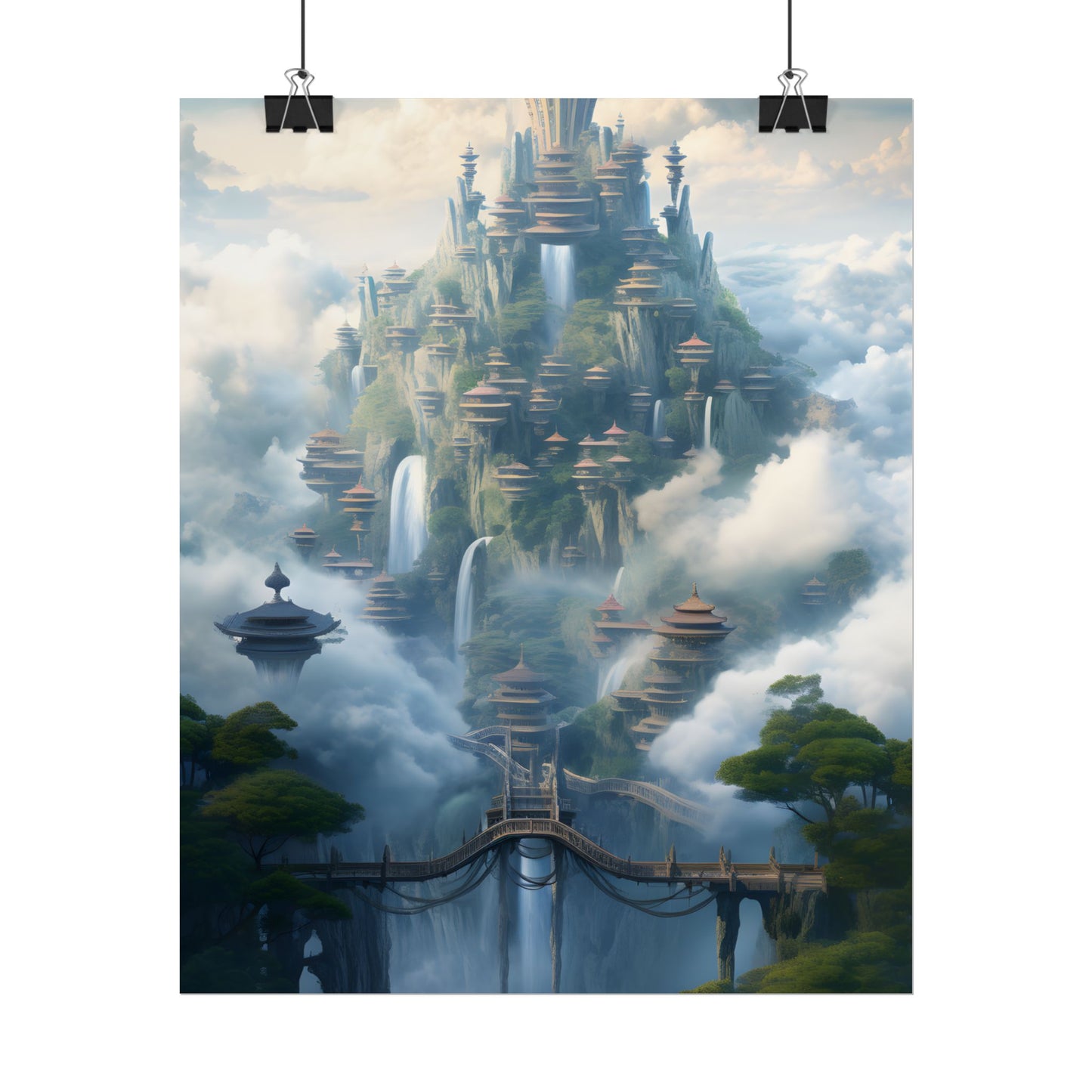 Surreal Floating City: Celestial Fantasy Realm Artwork - Poster