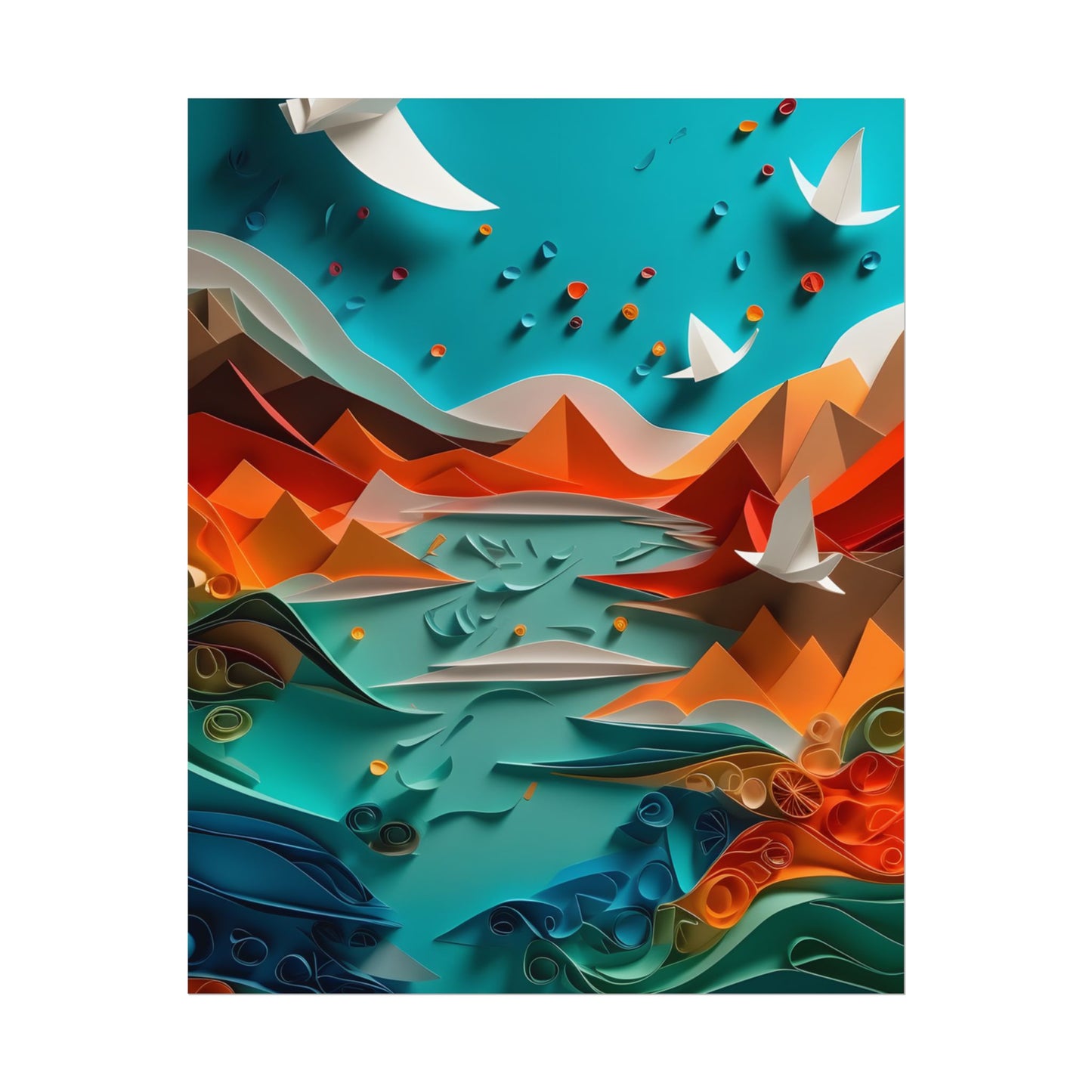 Abstract Geometric Art: Colorful Shapes in Harmony - Poster