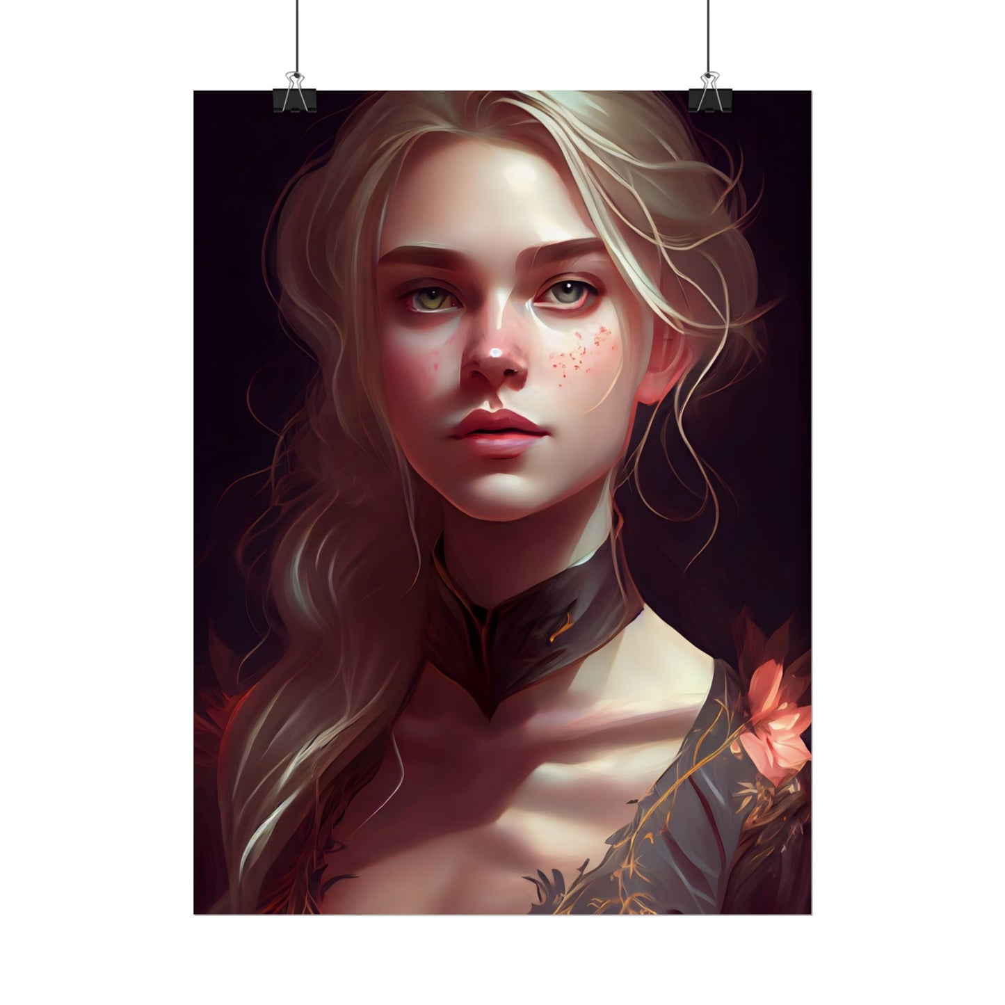 Astonishing Blonde Portrait: Artistic Beauty in Darkness - Poster