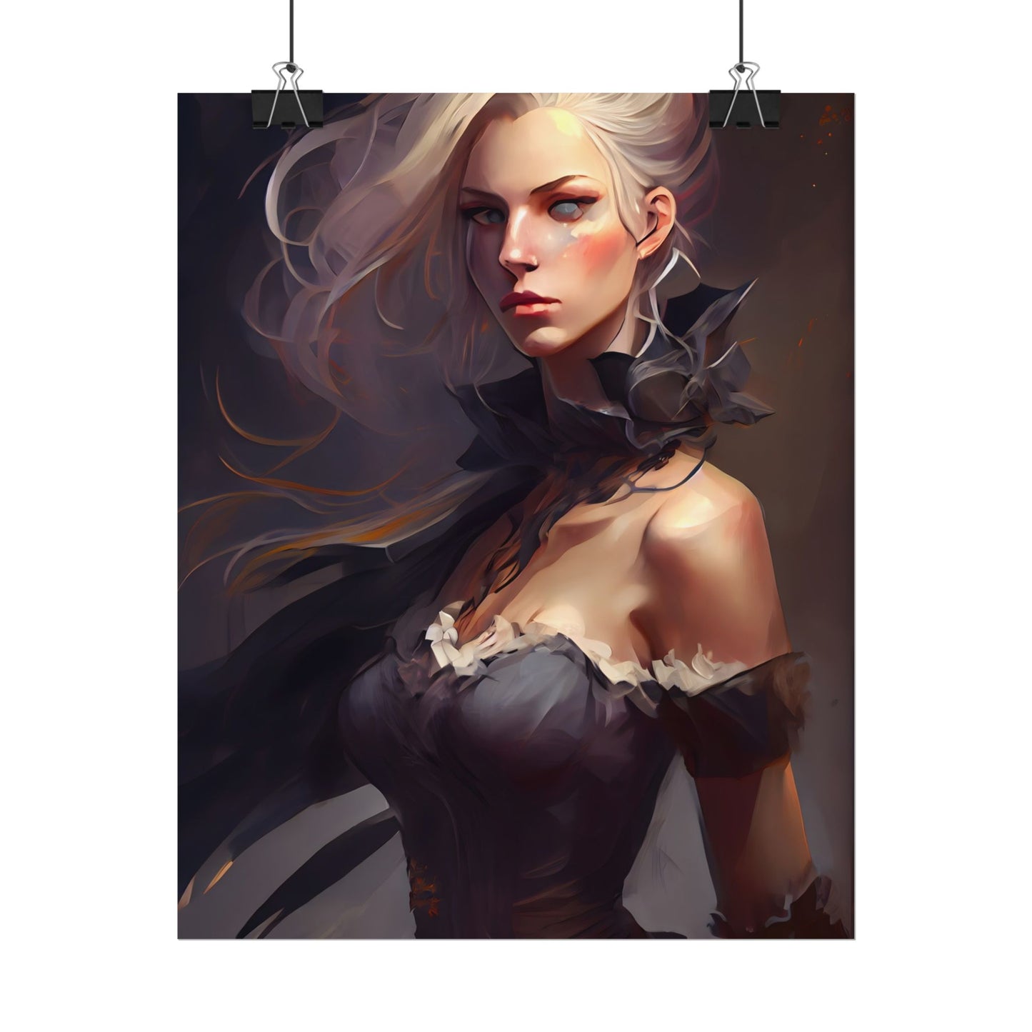 Elegant Blonde Beauty: Whirling Portrait Art - Poster