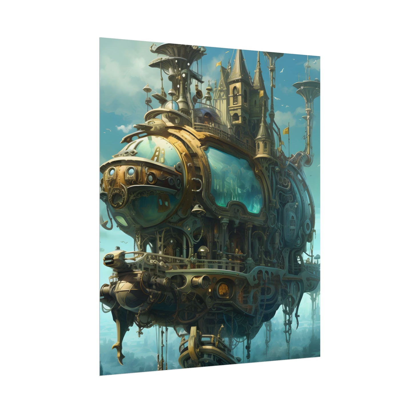 Steampunk Oceanic Adventure: A Crew's Journey Through Mechanical Tides - Poster