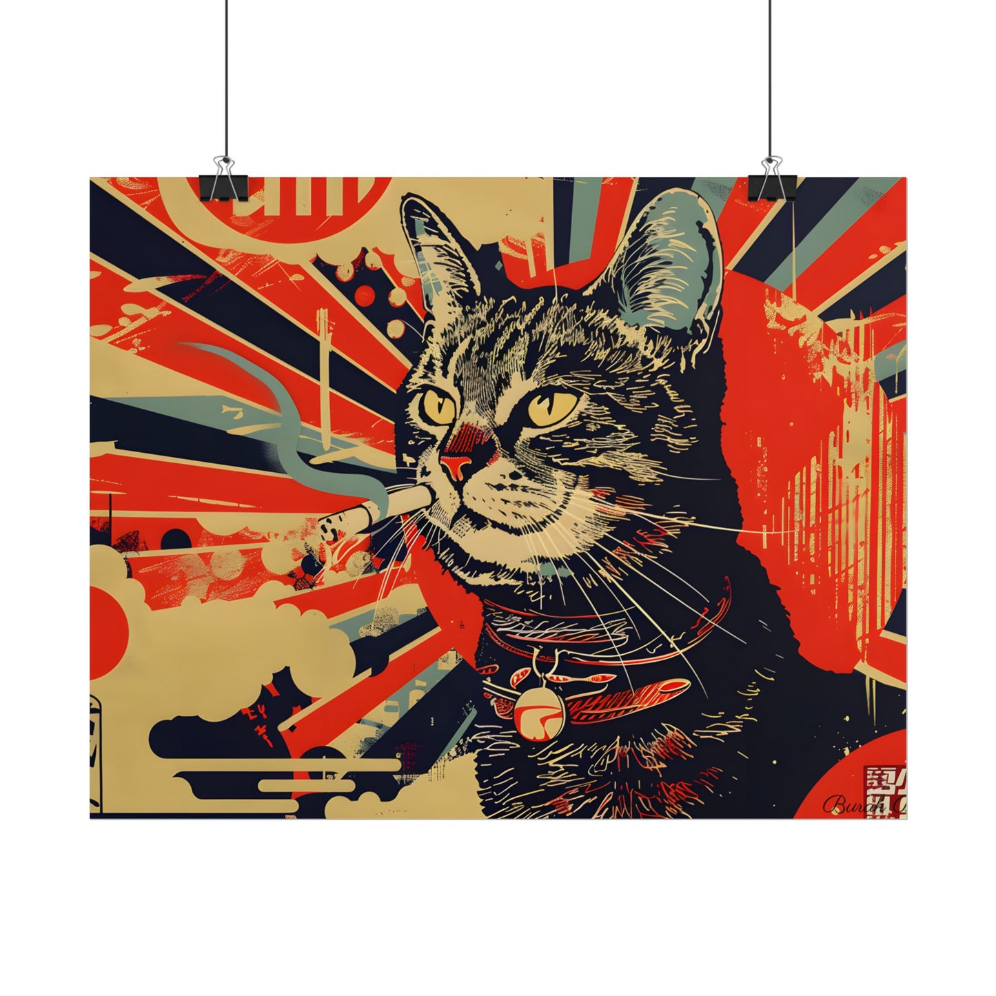 Whimsical Urban Wildlife: Cat Art in a Bolstered Setting - Poster