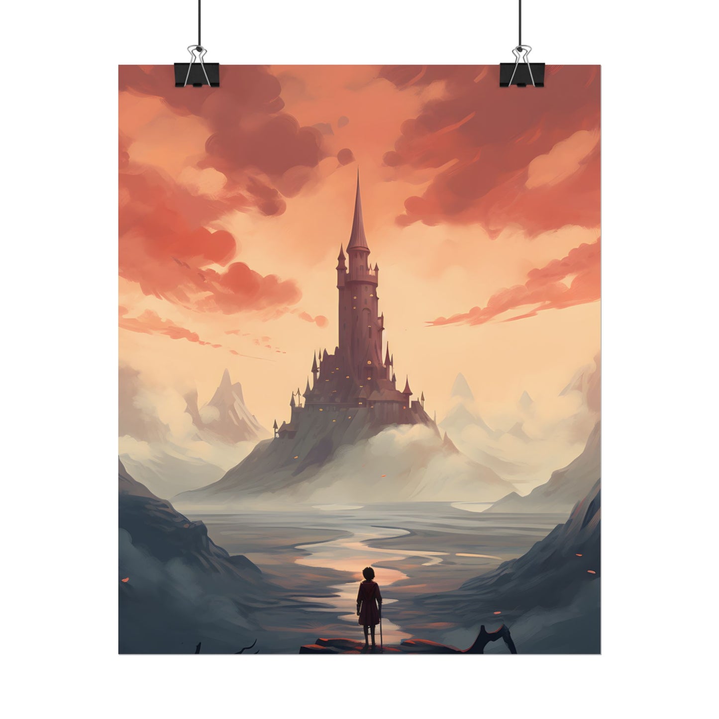 Winter Wonderland: Vibrant Snow-covered Scene with Cozy Red House - Poster