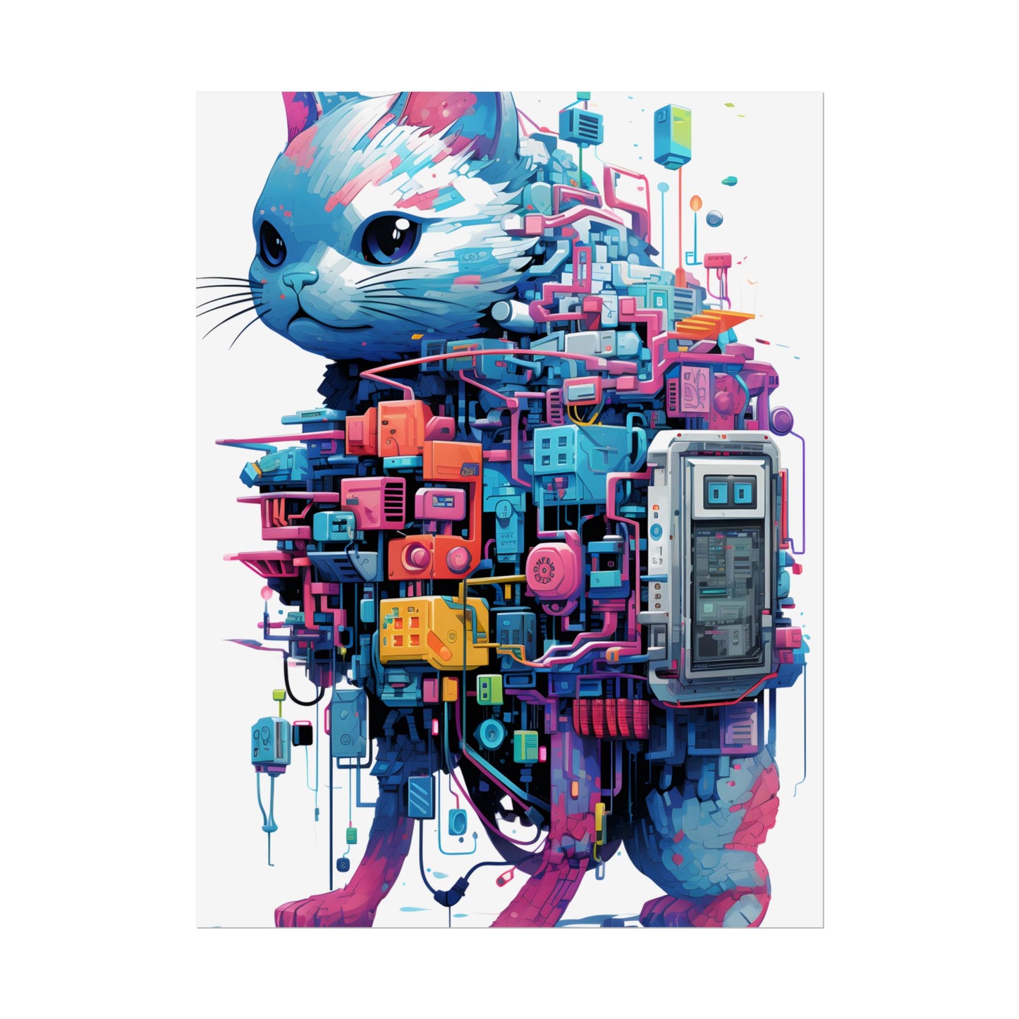 Whimsical Pixelated Cyber Pet: Retro-Style Digital Art - Poster