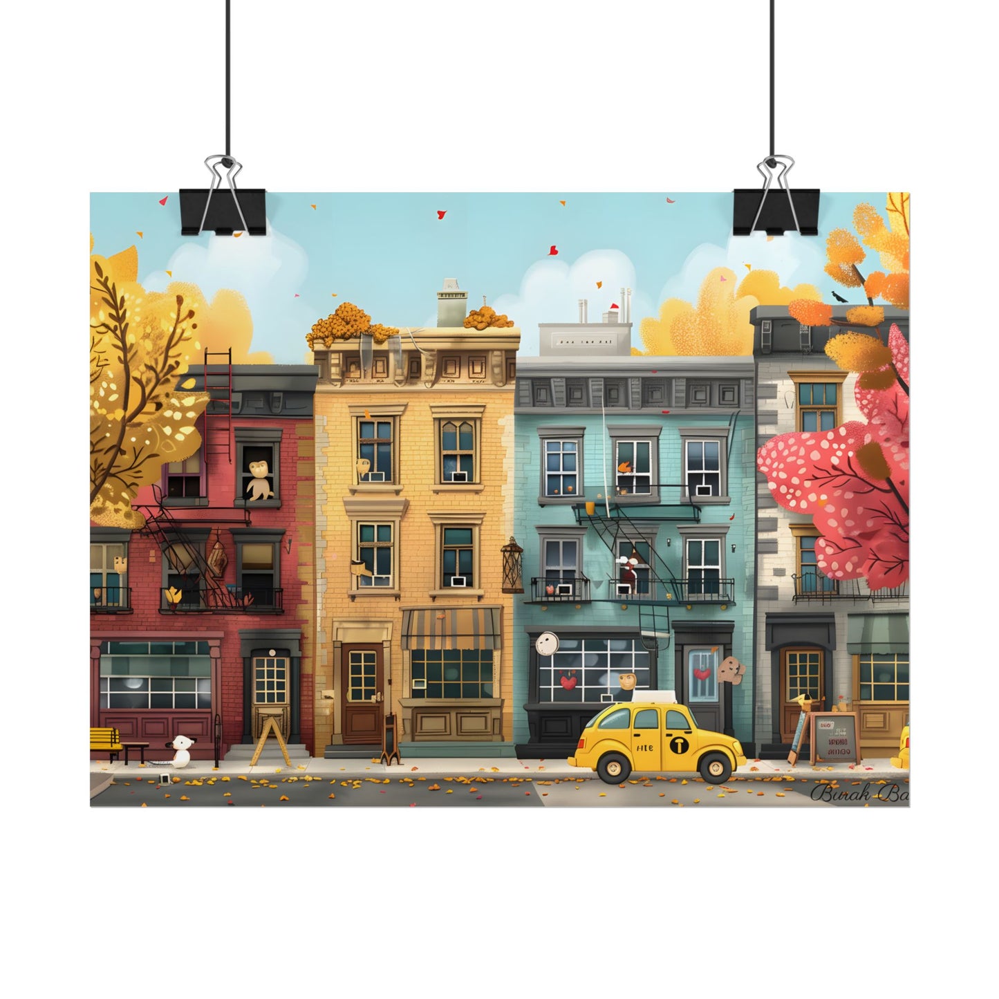 Whimsical Wonder: Playful Yellow Building Illustration - Poster