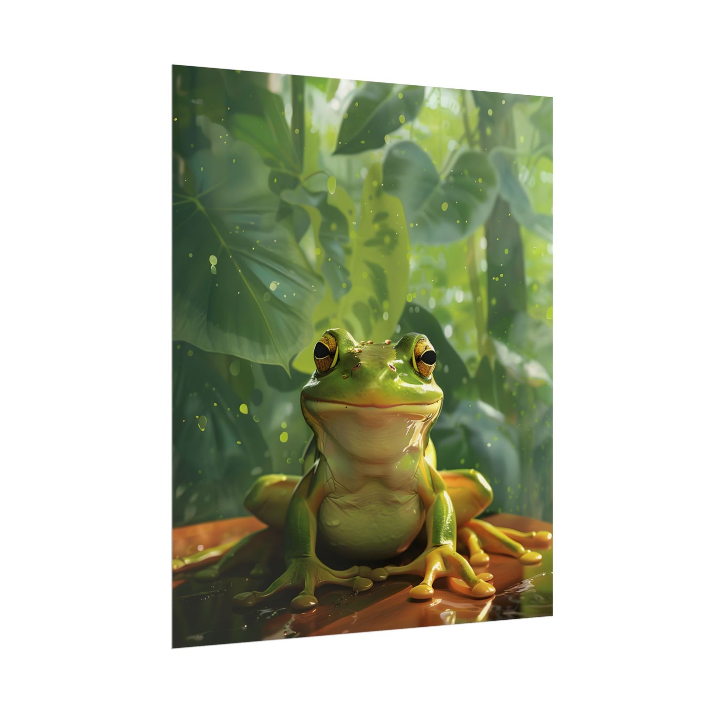 Whimsical Frog Oasis: A Peaceful Lily Pad Scene - Poster