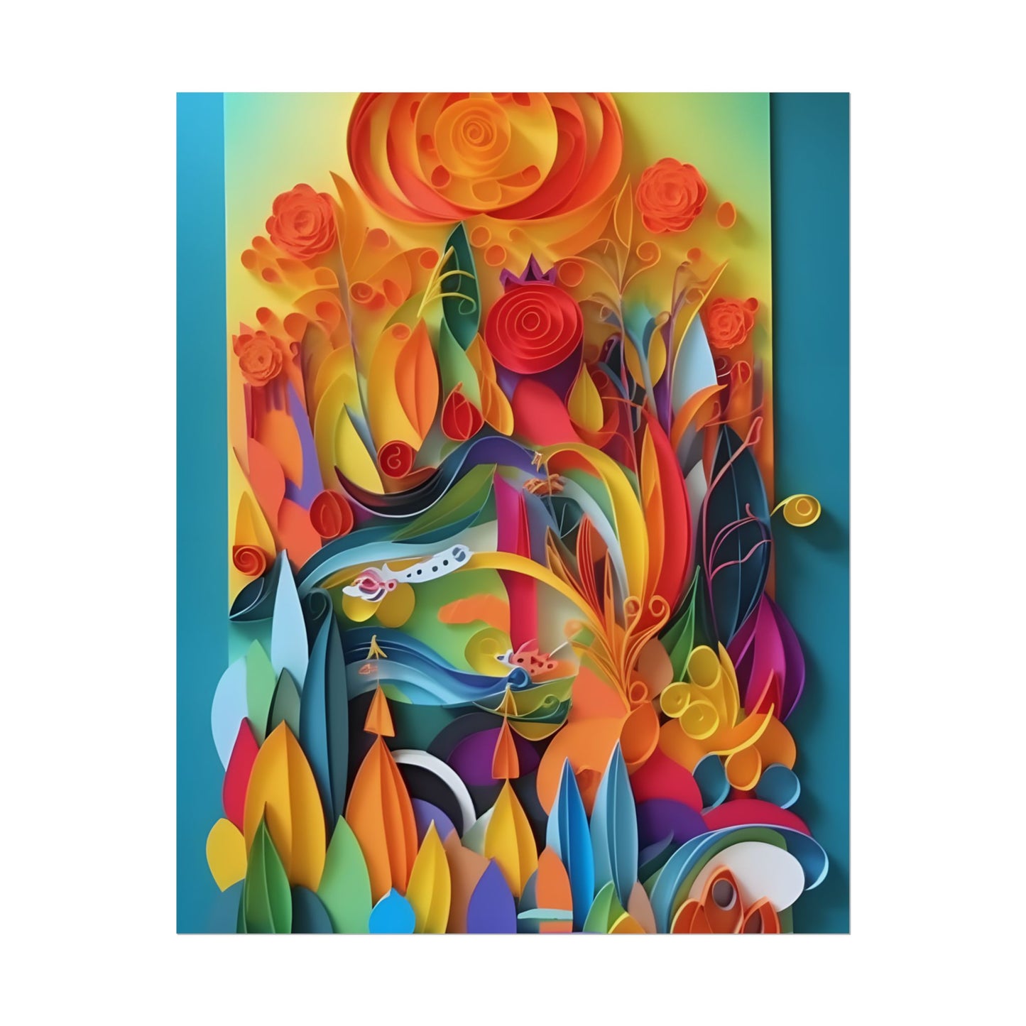 Colorful Quilled Indian Landscape Artwork - Poster