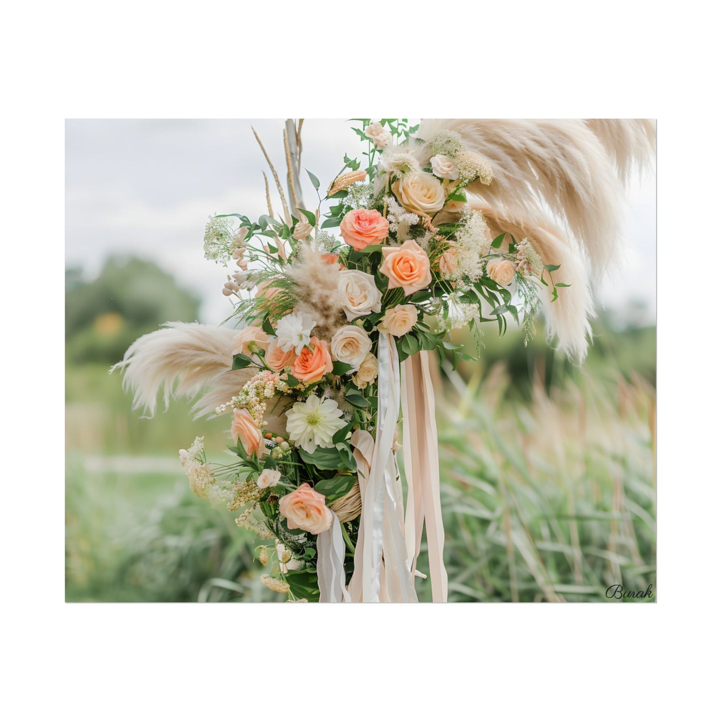 Whimsical Floral Wonders: Vibrant Pampas Garden Art - Poster