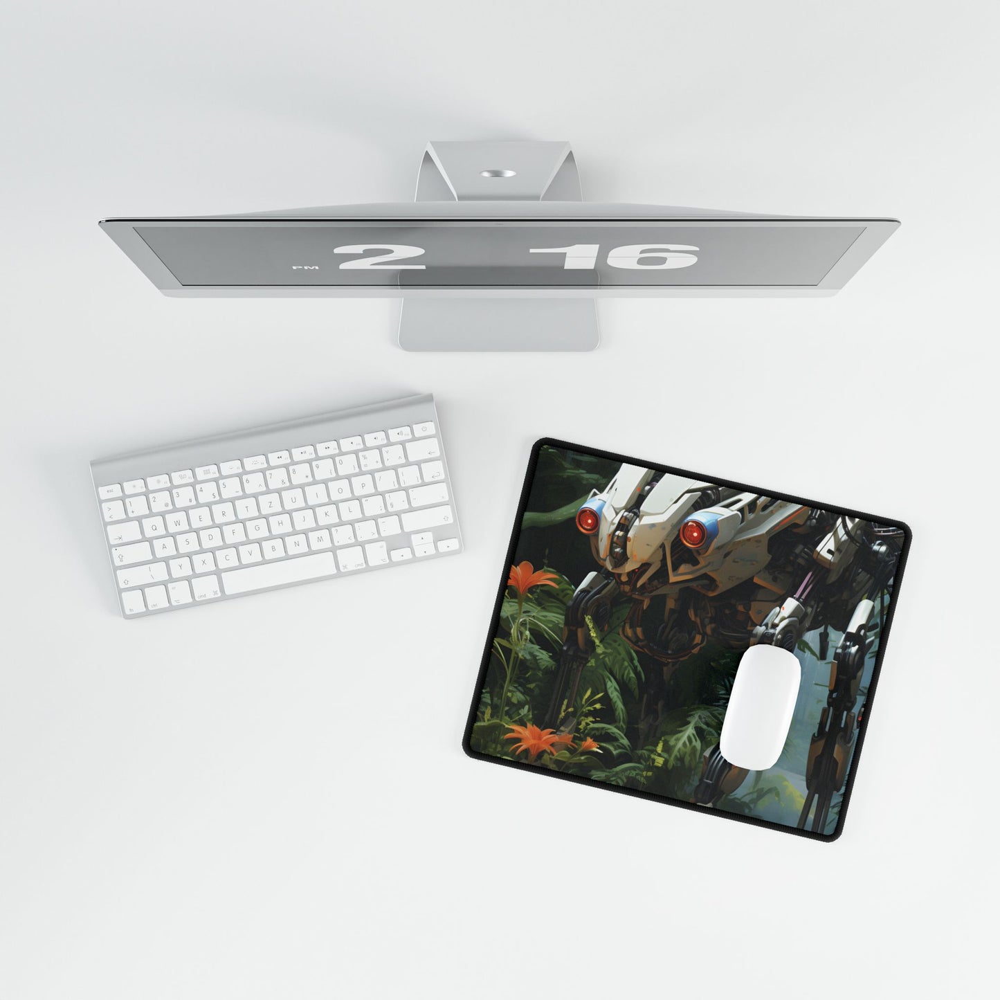 Robotic Wildlife Sanctuary: Harmony in Nature - Desk Mat
