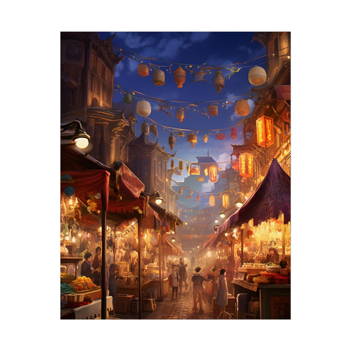 Enchanting Evening Street Food Market: A Vibrant Gathering - Poster
