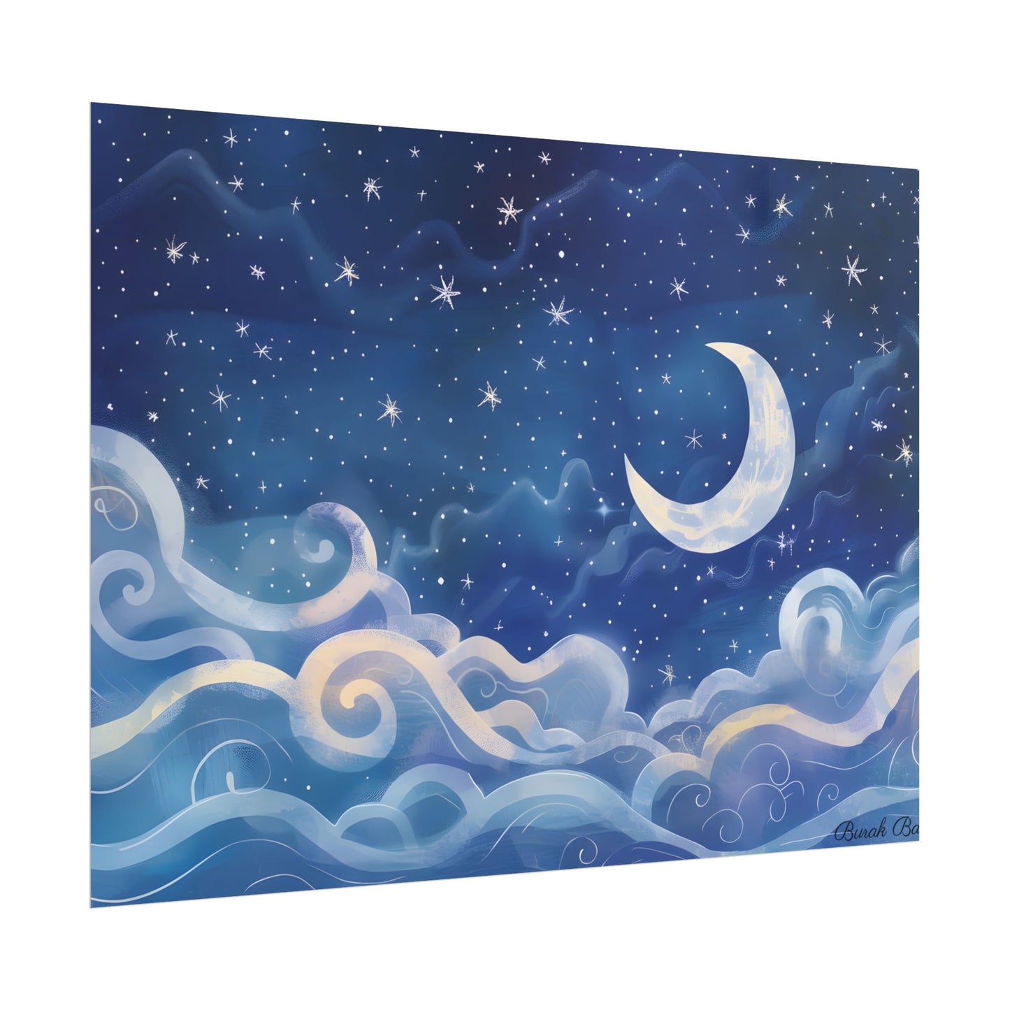 Whimsical Night Sky Dreams: Magical Illustration - Poster
