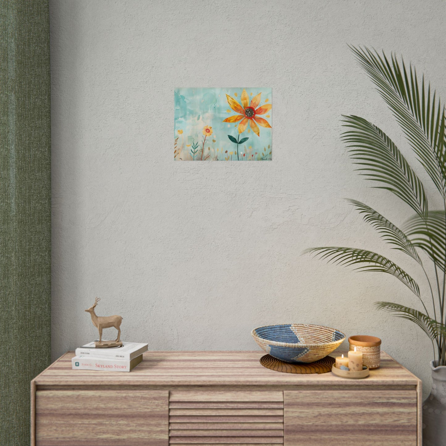Blooming Growth: Whimsical Flower with Mindset Message Art - Poster