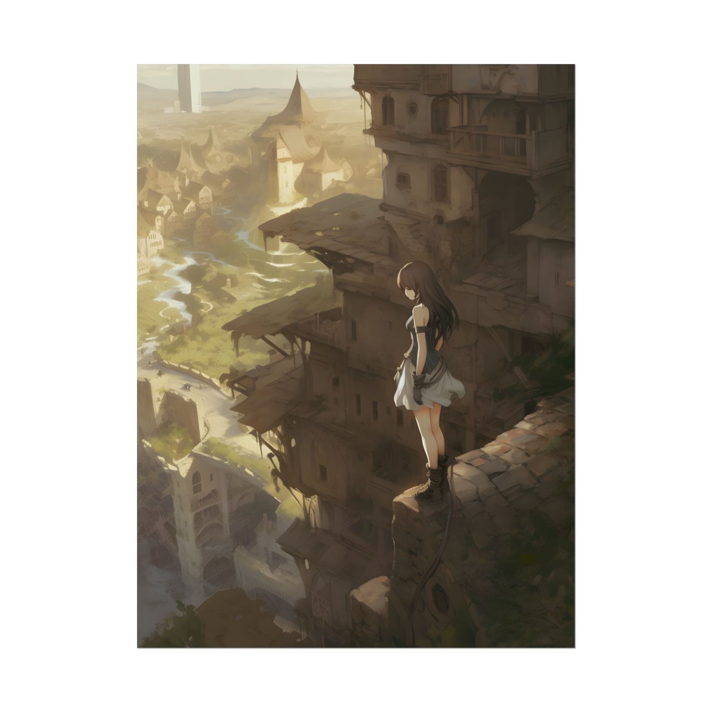 Anime Bird in Flight: Feathered Friend Soaring Through Air - Poster