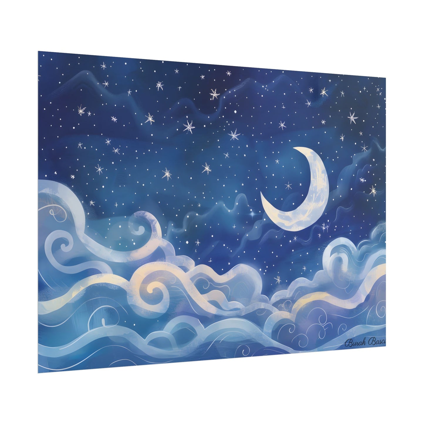 Whimsical Night Sky Dreams: Magical Illustration - Poster