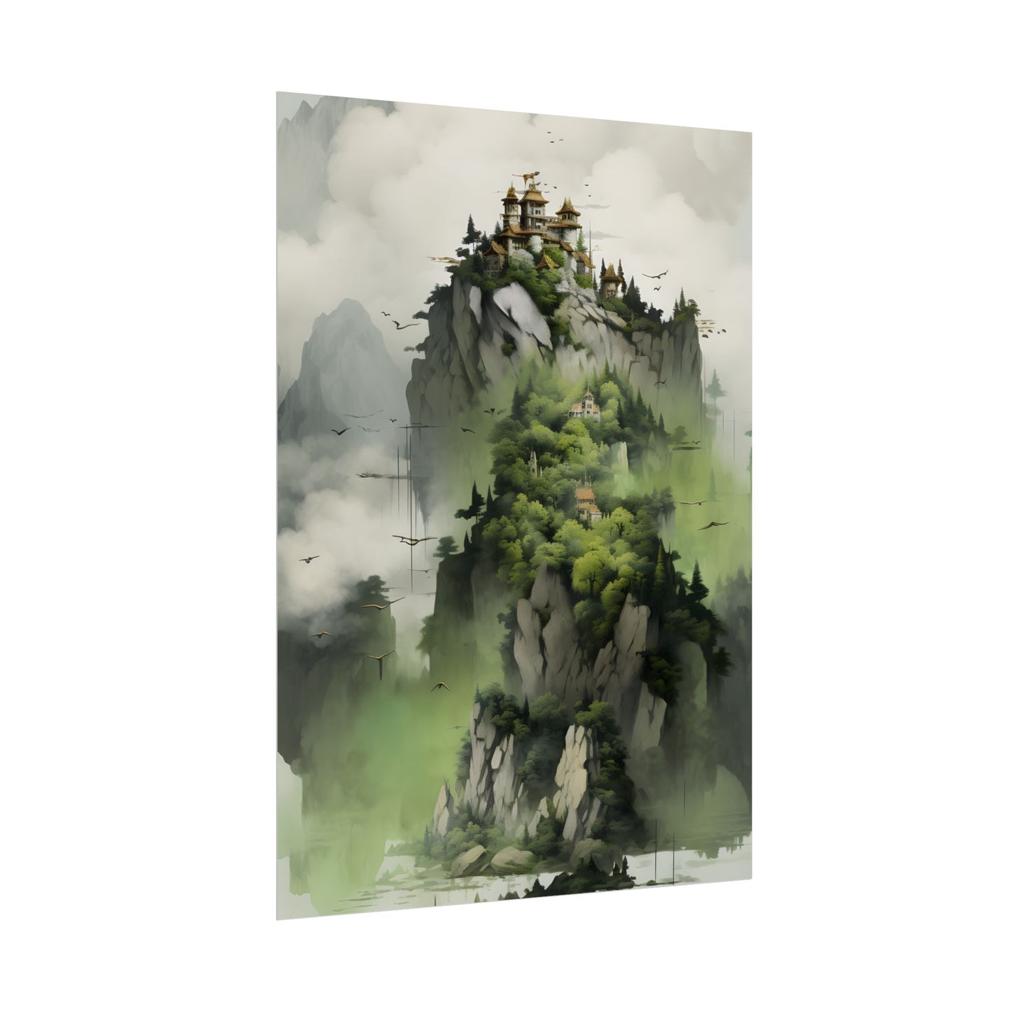 Landscape Masterpiece: Vibrant Ash Magenta & Moss Green Nature Scene - Poster