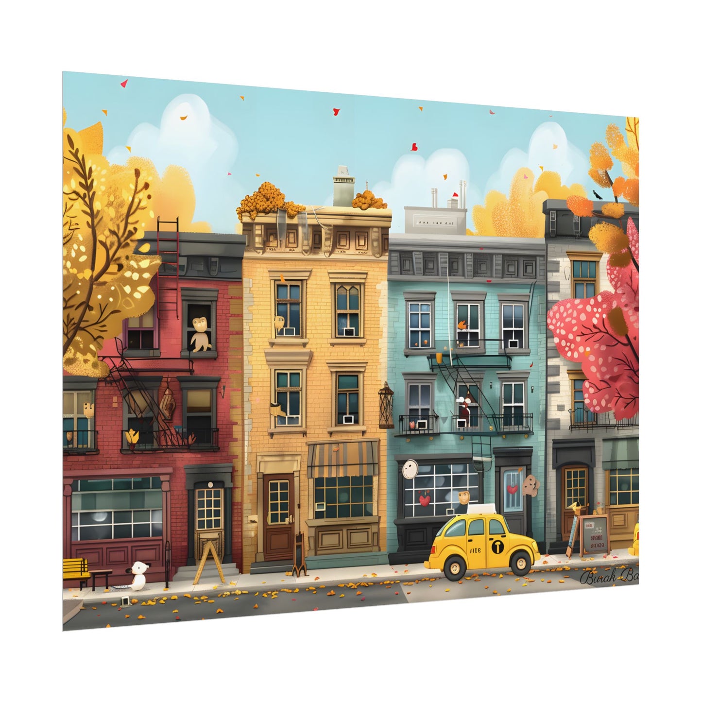Whimsical Wonder: Playful Yellow Building Illustration - Poster