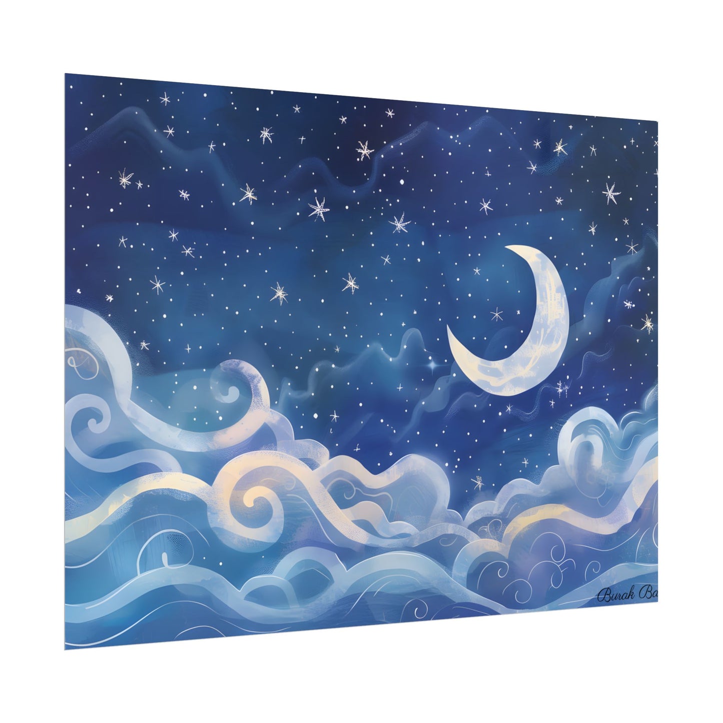 Whimsical Night Sky Dreams: Magical Illustration - Poster