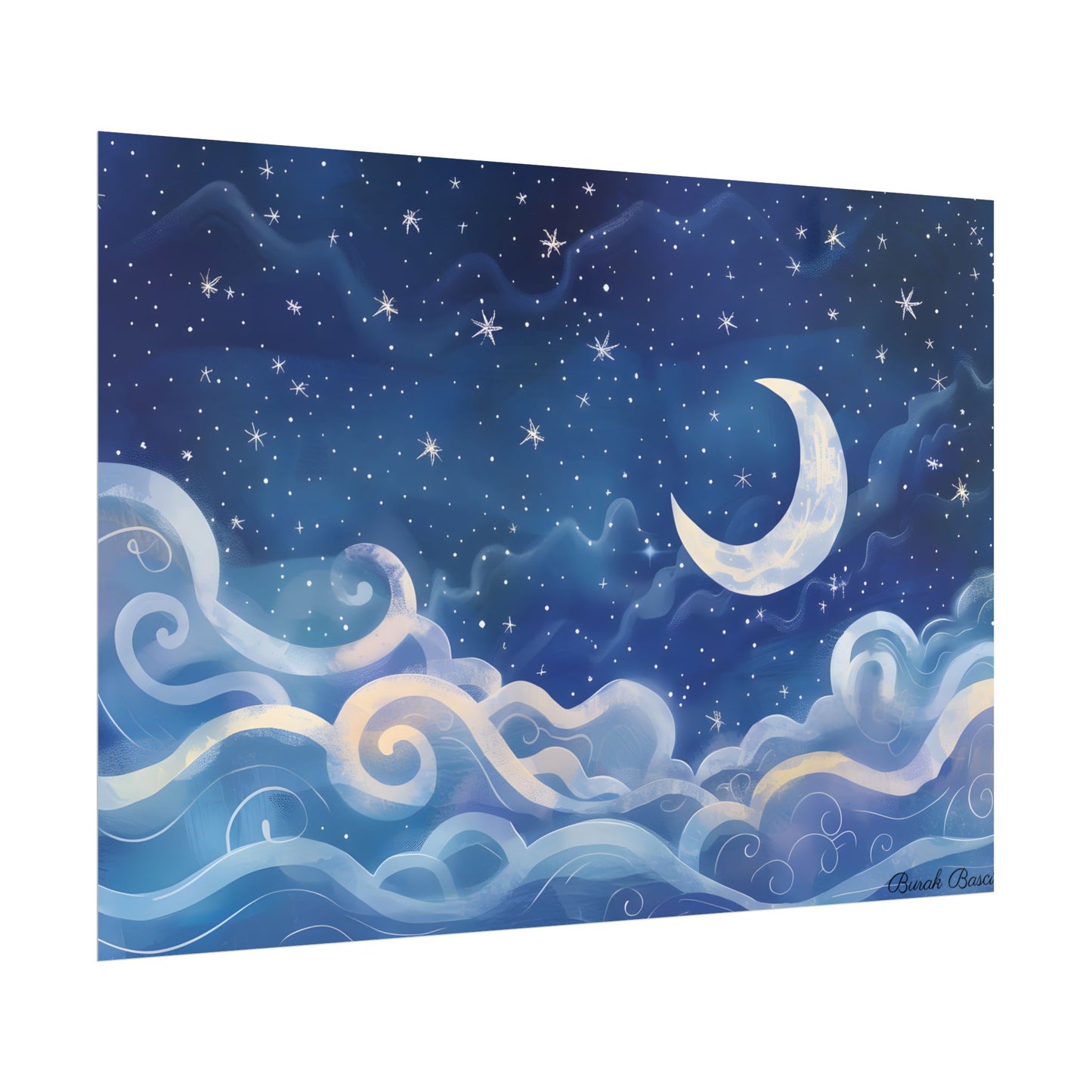 Whimsical Night Sky Dreams: Magical Illustration - Poster